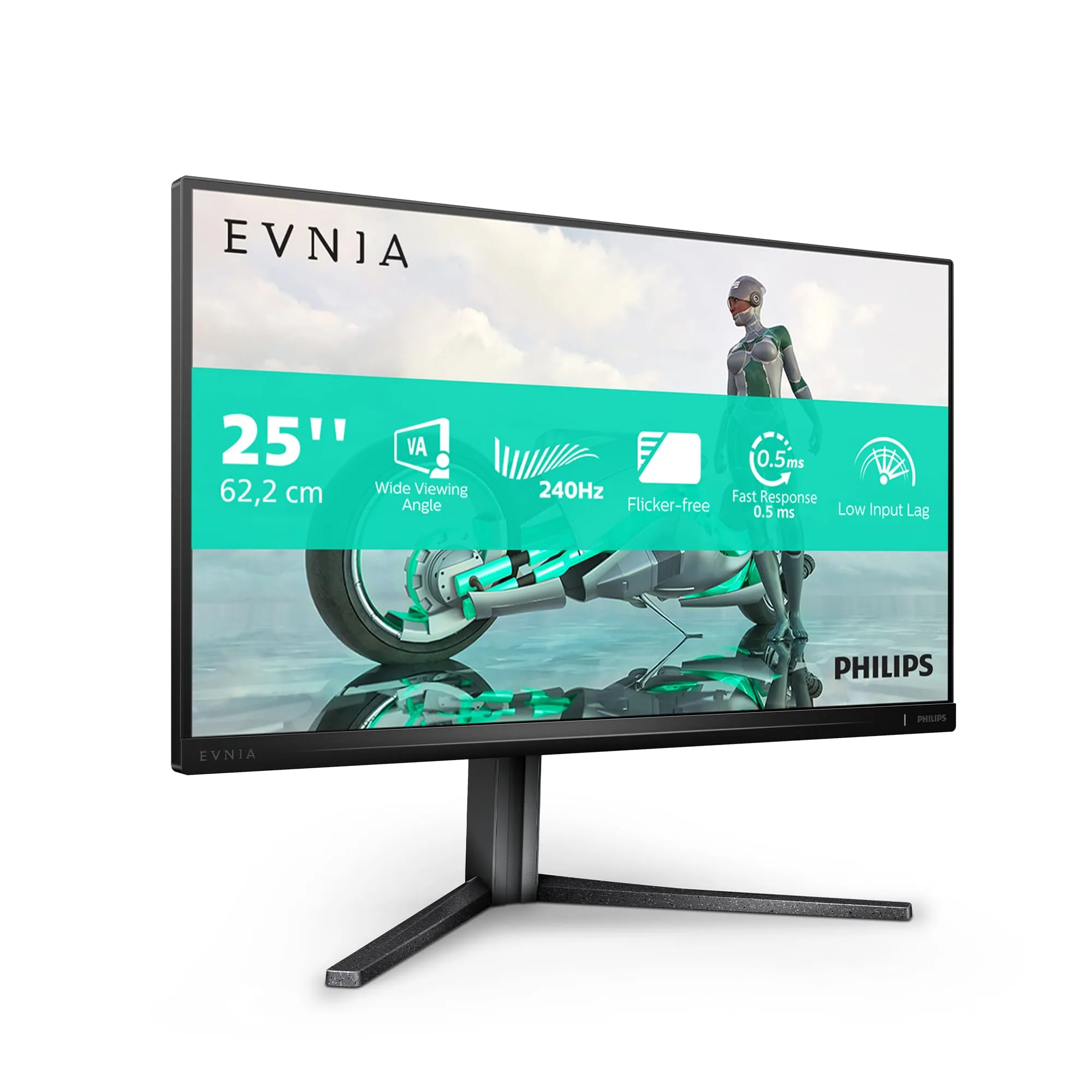PHILIPS Evnia 25M2N3200W - Monitor da gioco FHD da 25 pollici, 240 Hz, 1 ms GtG, FreeSync Premium (1920x1080, HDMI, DisplayPort) grigio scuro