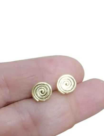 ⊹⊱ ROBUSTO SPIRALE IN ACCIAIO INOSSIDABILE ORO ⊰⊹ orecchini dorati unisex con spirale