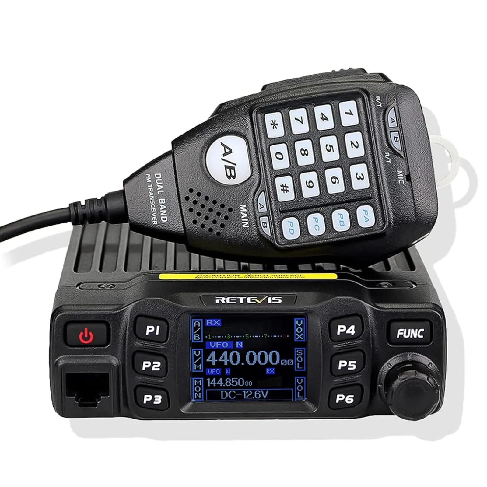 Retevis RT95 Doppia Banda Radio Mobile per Auto 5W/15W/25W 200 Canali per Radio Amatoriali con Cavo e Microfono (Nero 1 Confezione)