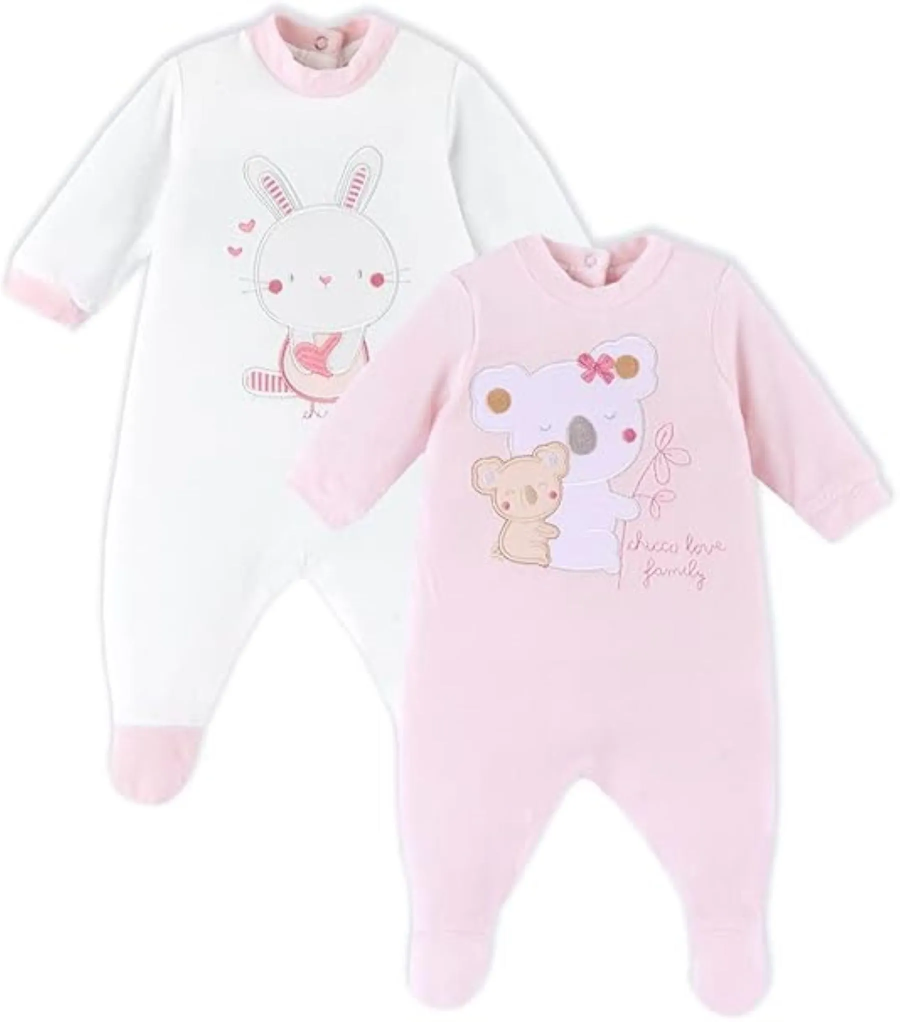 Chicco, Set di 2 Tutine Neonato e Neonata in Morbido Tessuto, Abbigliamento Bambino e Bambina 0-24 Mesi, Designed in Italy