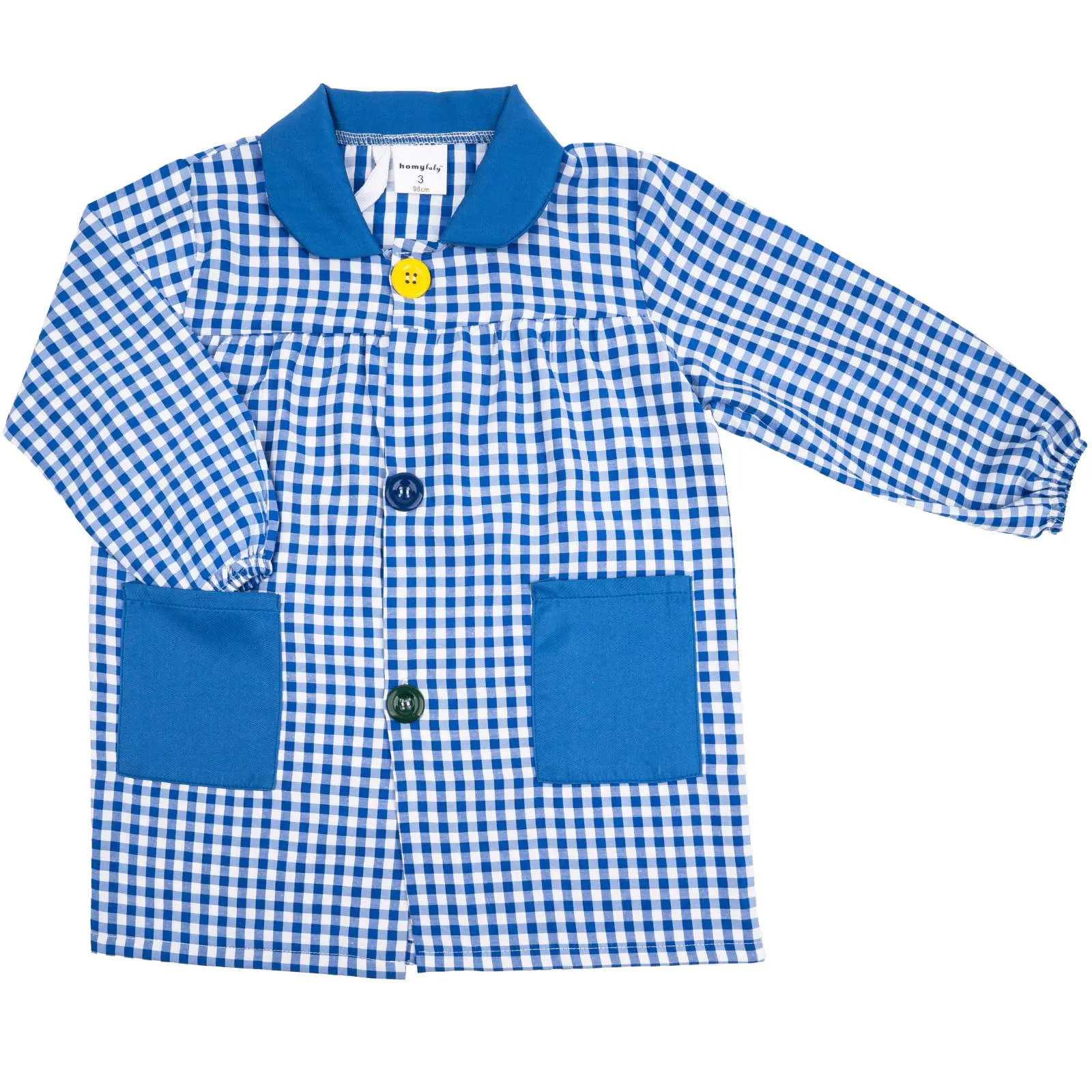 HOMYBABY® Grembiule Asilo e Scuola Bambino – Manica Lunga, Tasche, Polsini Elasticizzati – Facile da Indossare – Unisex per Bambini e Bambine