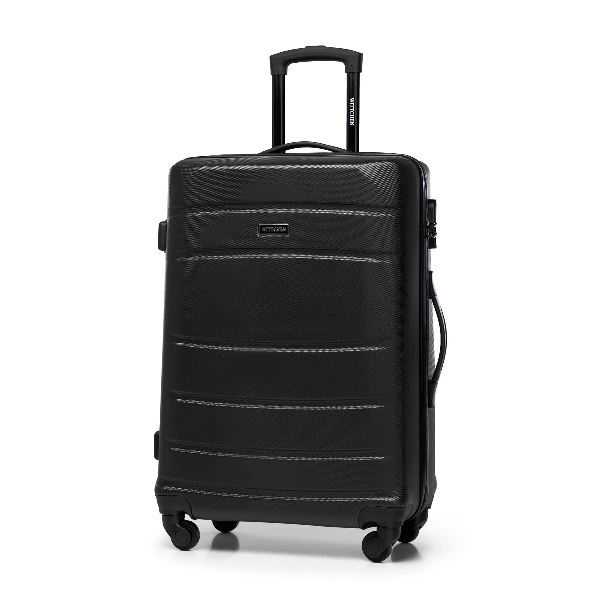 WITTCHEN Valigia Media Trolley Valigia Rigida in ABS Valigia Bagaglio Valigie con 4 Ruote Serratura a combinazione Maniglia telescopica Globe Line nero Ryanair/ITA Airways/easyJet/Wizz Air