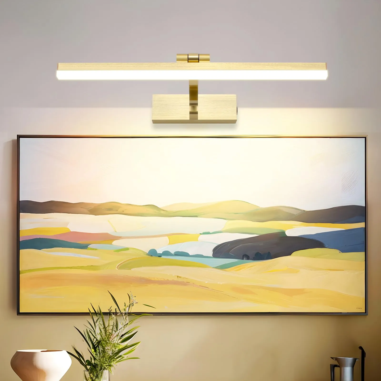 MantoLite Dimmerabile LED Lampade da Parete per Quadri, 81cm 18W Illuminazione Interni Girevole Lampade, Oro Spazzolato Bagno Luci per Pareti Specchio Lampade Lettura Applique 3000K/4500K/6000K