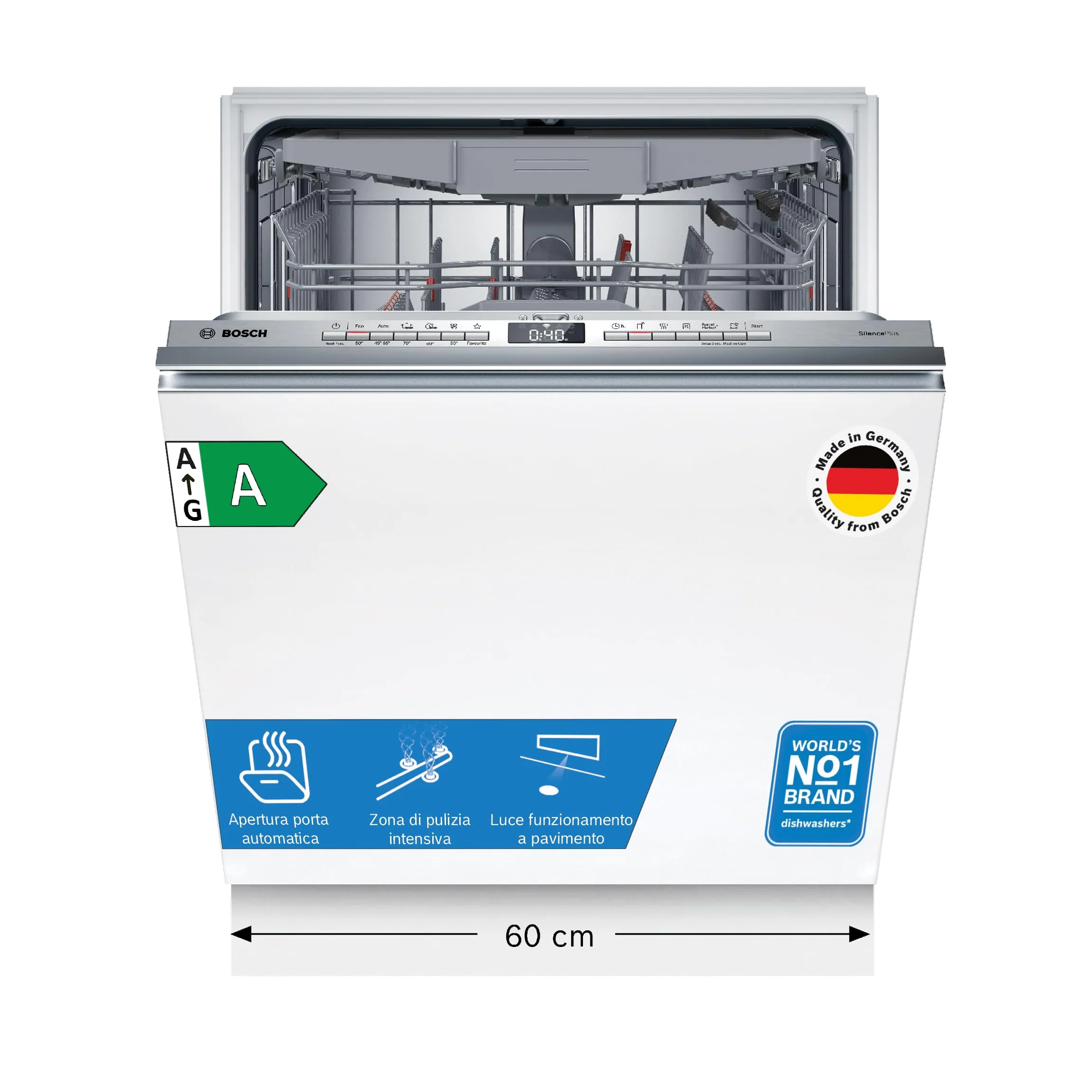 Bosch SMV4ECX27E Serie 4, Lavastoviglie da incasso a scomparsa totale, Home Connect, Extra Clean zone: lavaggio intenso per lo sporco più ostinato, Diagnostica da remoto, Green Collection, 60 cm