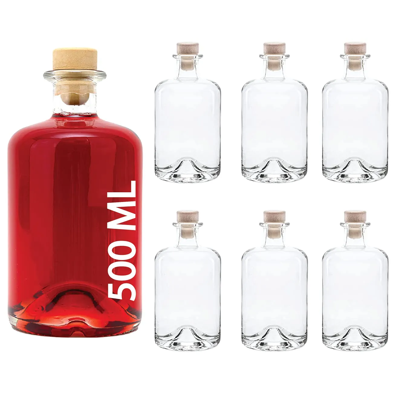 slkfactory, bottiglie di vetro vuote per vino, liquori, aceto, olio o da farmacia (500 ml) 6 pezzi bianco