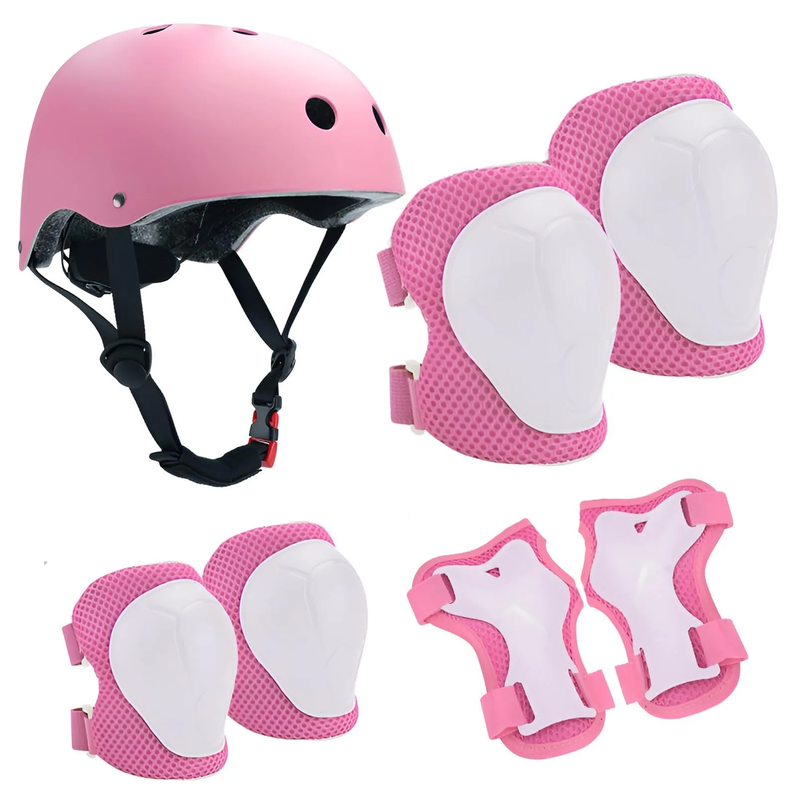 HTRTRR Set di protezione per bambini con casco regolabile, ginocchiere, gomitiere e poggiapolsi per pattinaggio, bicicletta, pattinaggio, scooter e altri sport all'aria aperta (blu)