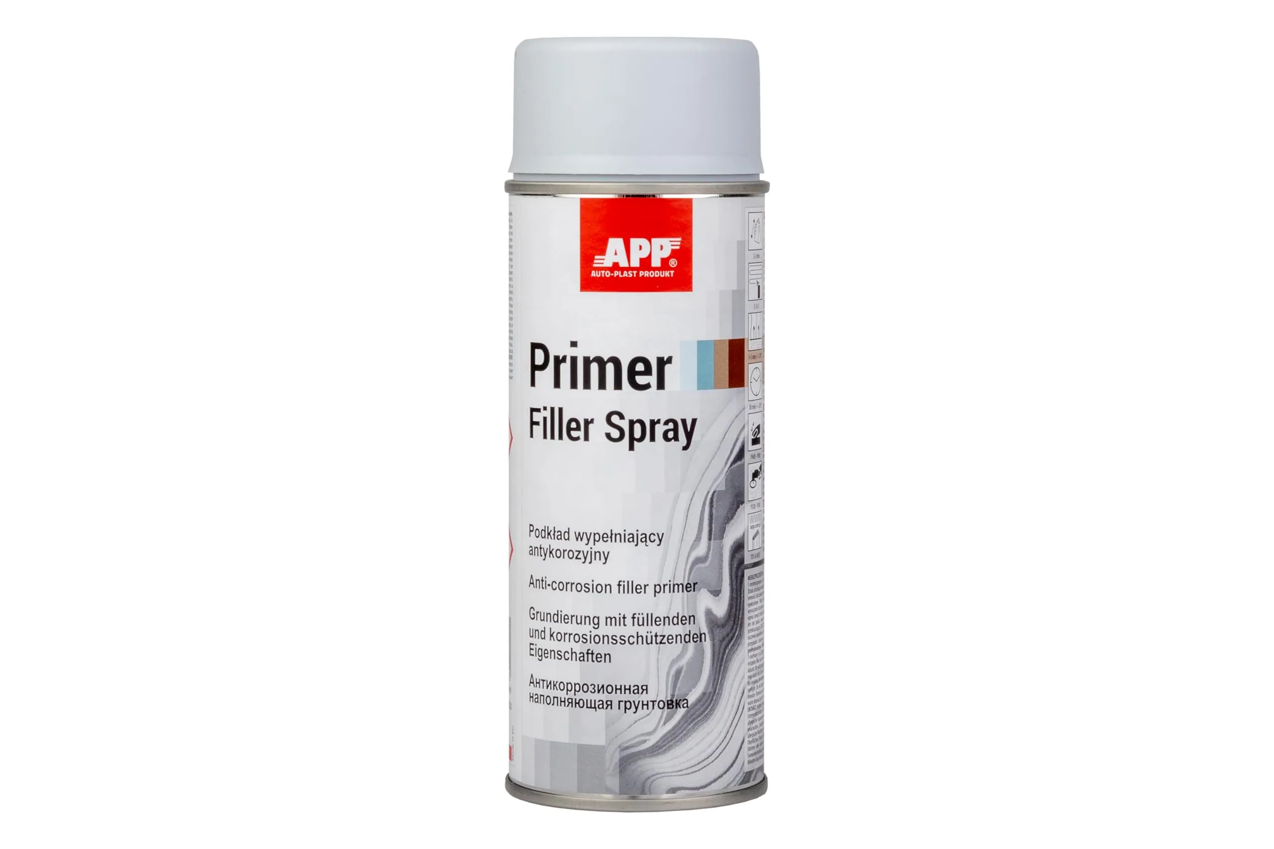 APP Primer Filler Fondo riempitivo per carrozzeria | Vernice spray primer antiruggine per auto ad elevato potere riempitivo | Grigio chiaro | 400 ml
