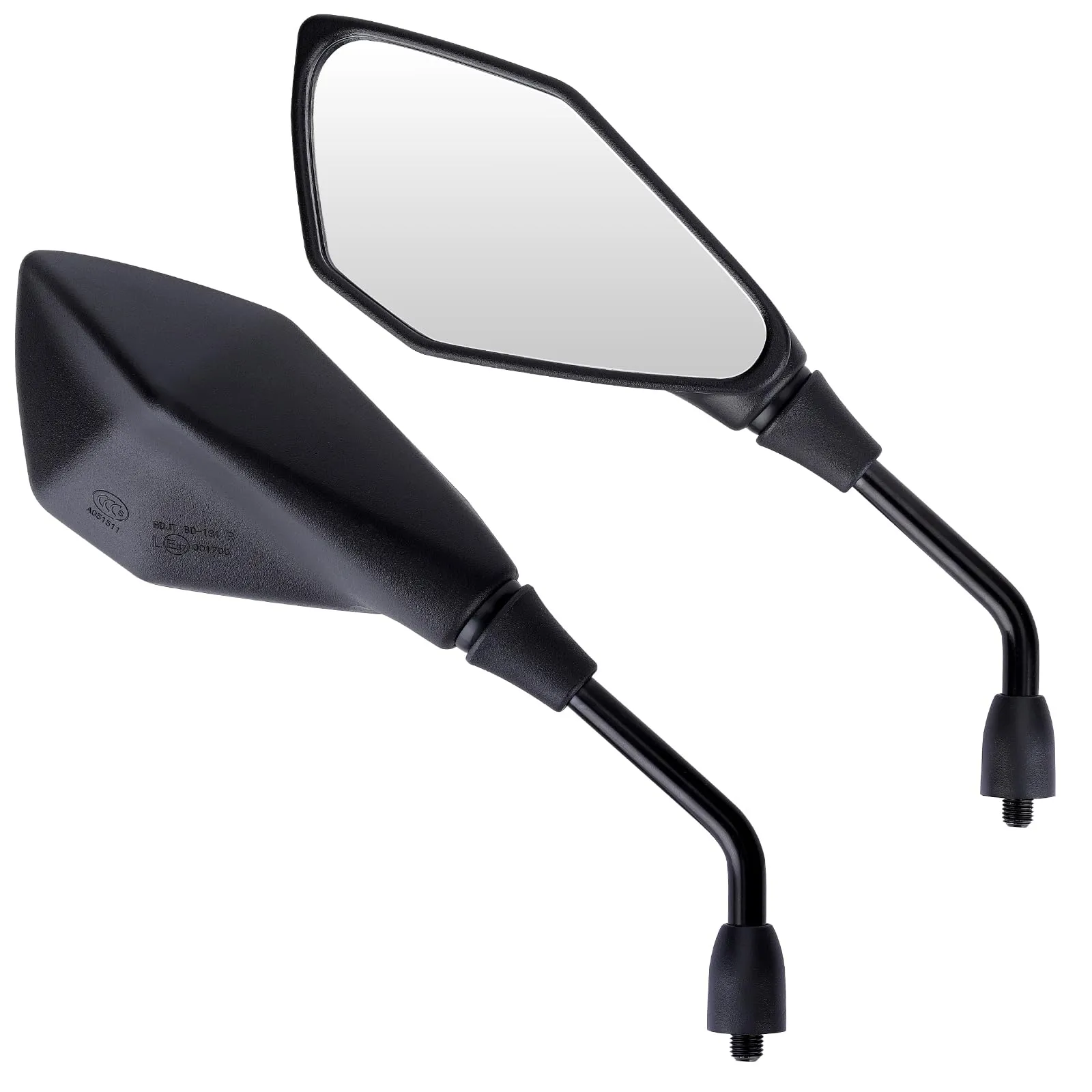 Cretassion 2 Pezzi Specchietti Moto E57 Omologati, Specchietti Moto Manubrio Universale, Specchietto Retrovisore M10 Regolabili per ATV, Scooter, Cruiser, Moped, Quad, Roller