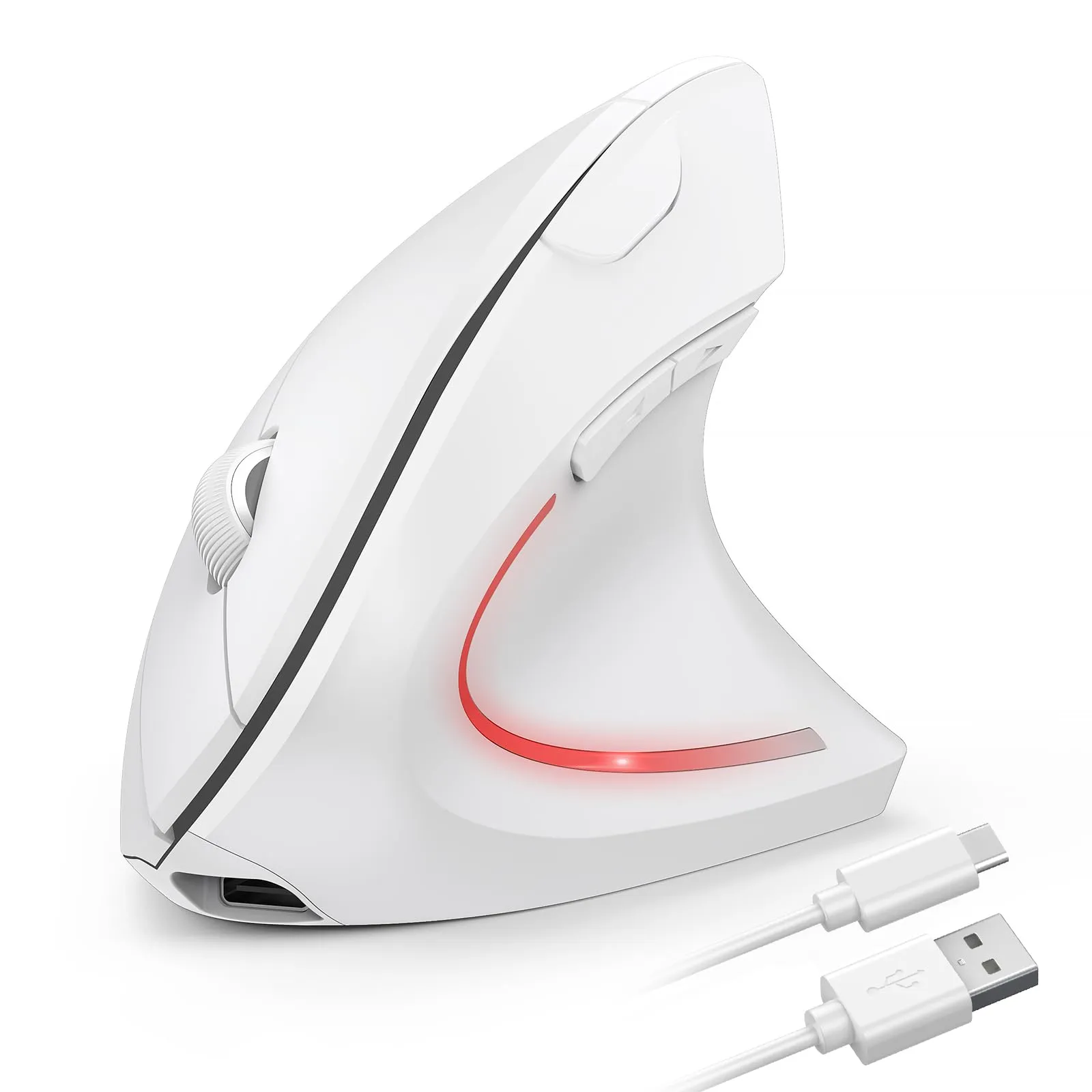 TECKNET Mouse Verticale Wireless Ricaricabile, 4800 DPI Mouse Ergonomico Silenzioso Senza Fili, 6 Pulsanti, 2.4GHz con Ricevitore USB per PC, Computer, Laptop, Mac