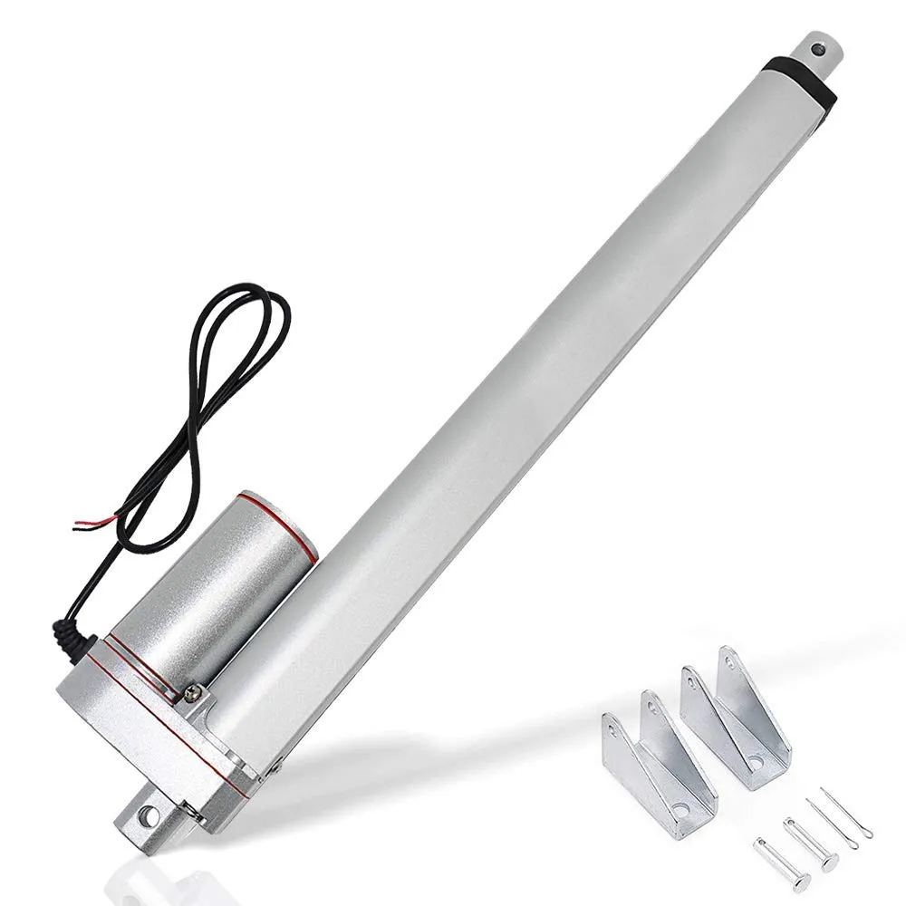 DCHOUSE Attuatori di movimento lineari 1500N/150KG Attuatori lineari da 300mm/12" Corsa 12V DC Motore elettrico Staffa di montaggio
