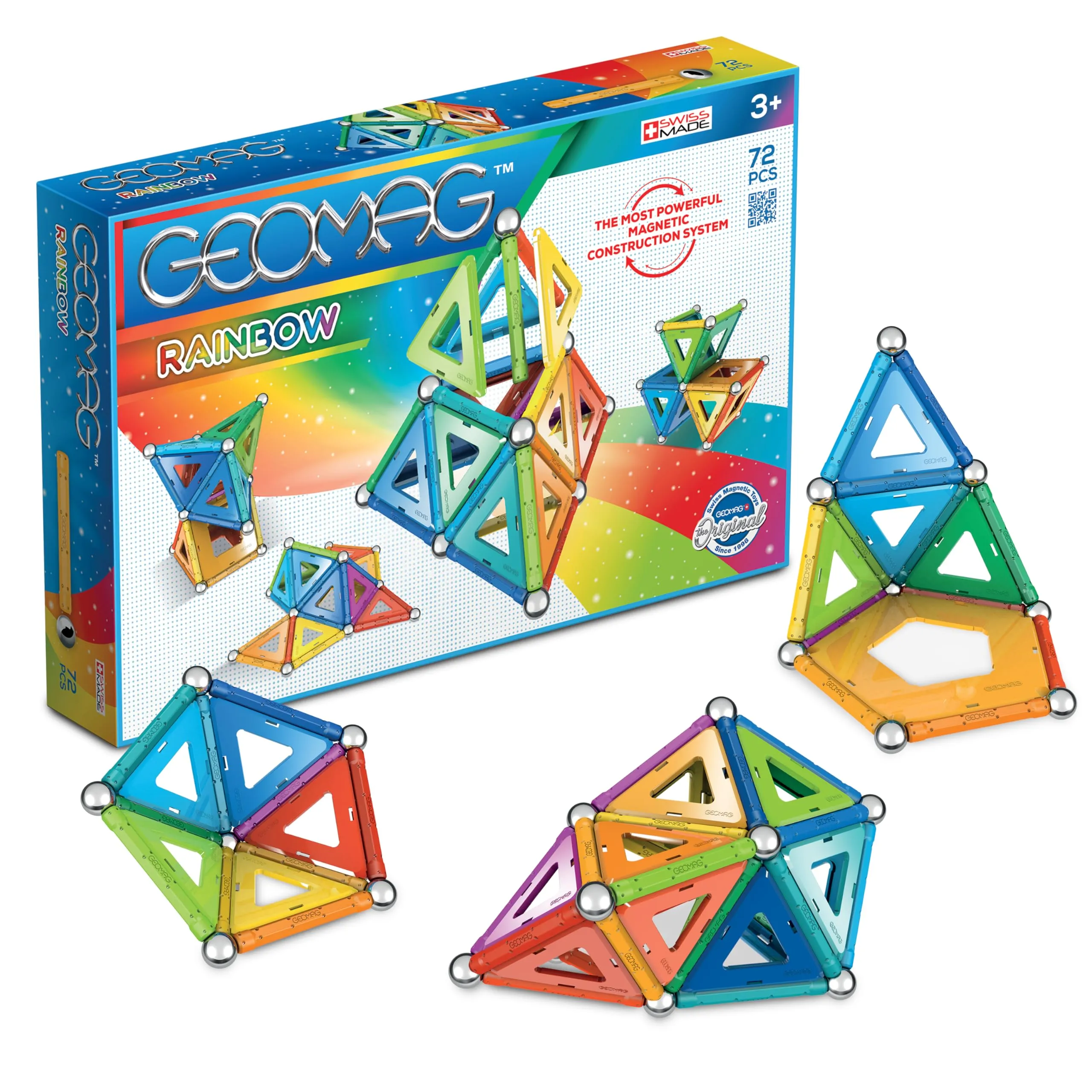 Geomag Rainbow Gioco di Costruzione Magnetico Bambino, Regalo bimbo bimba 5 6 7 8 9 10 11 12 13 anni, 72 Pezzi