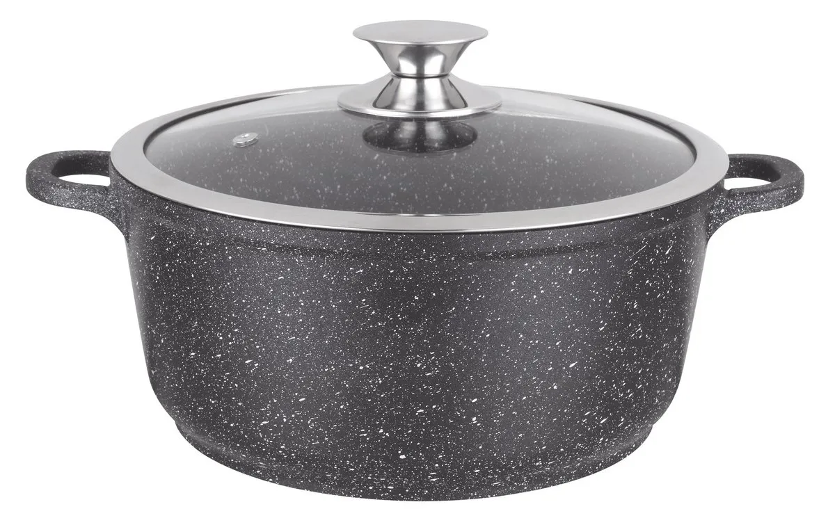 KAMBERG Pentola 20 cm, Ghisa di Alluminio, Rivestimento Antiaderente di Alta Performance Pietra, Coperchio in Vetro, Tutti Fornelli y induzione, Senza PFOA