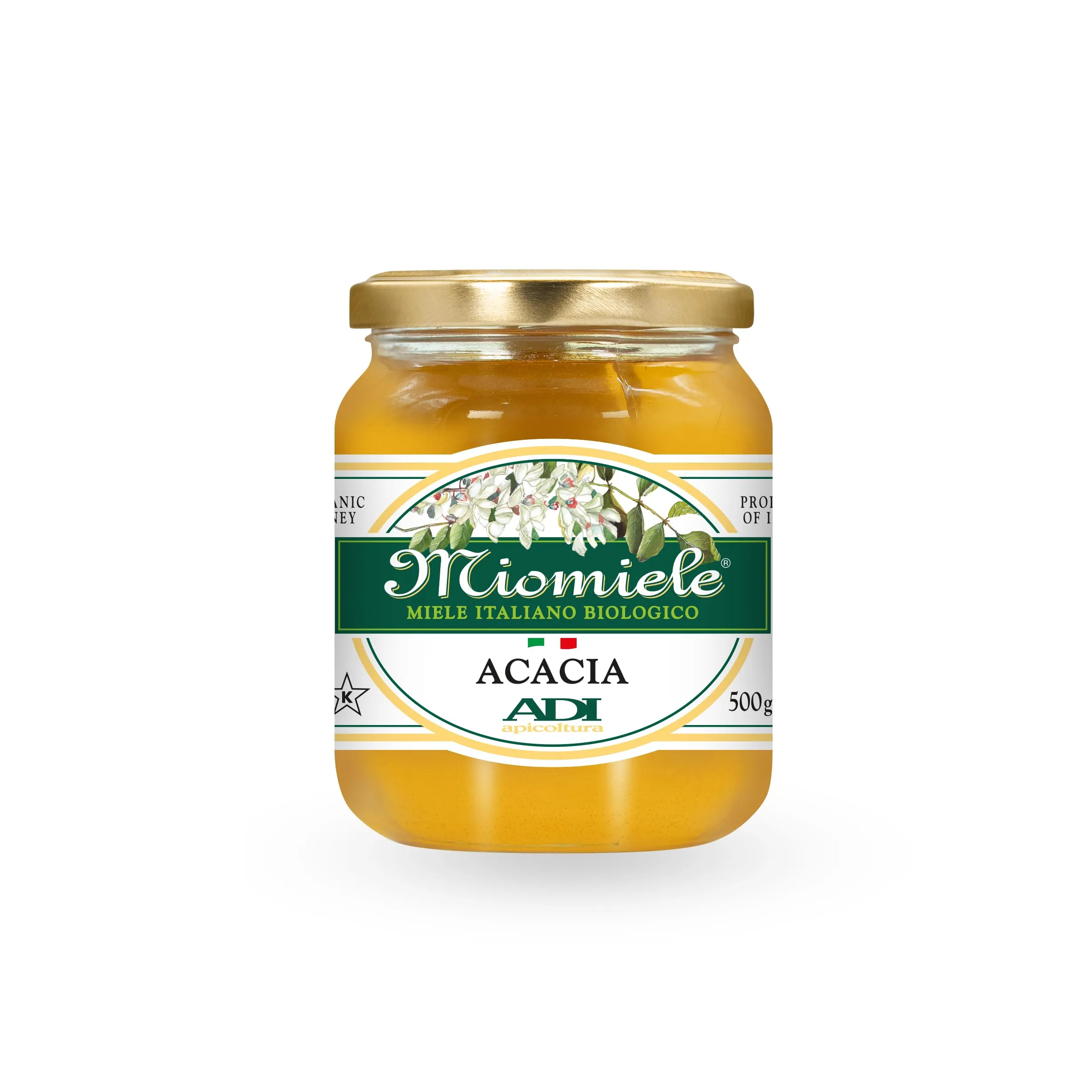 ADI BIO - Miele di Acacia Italiano Biologico 500g, Puro e Delicato, Sapore Morbido e Vanigliato - Ideale per Tisane e Infusi - Made in Italy
