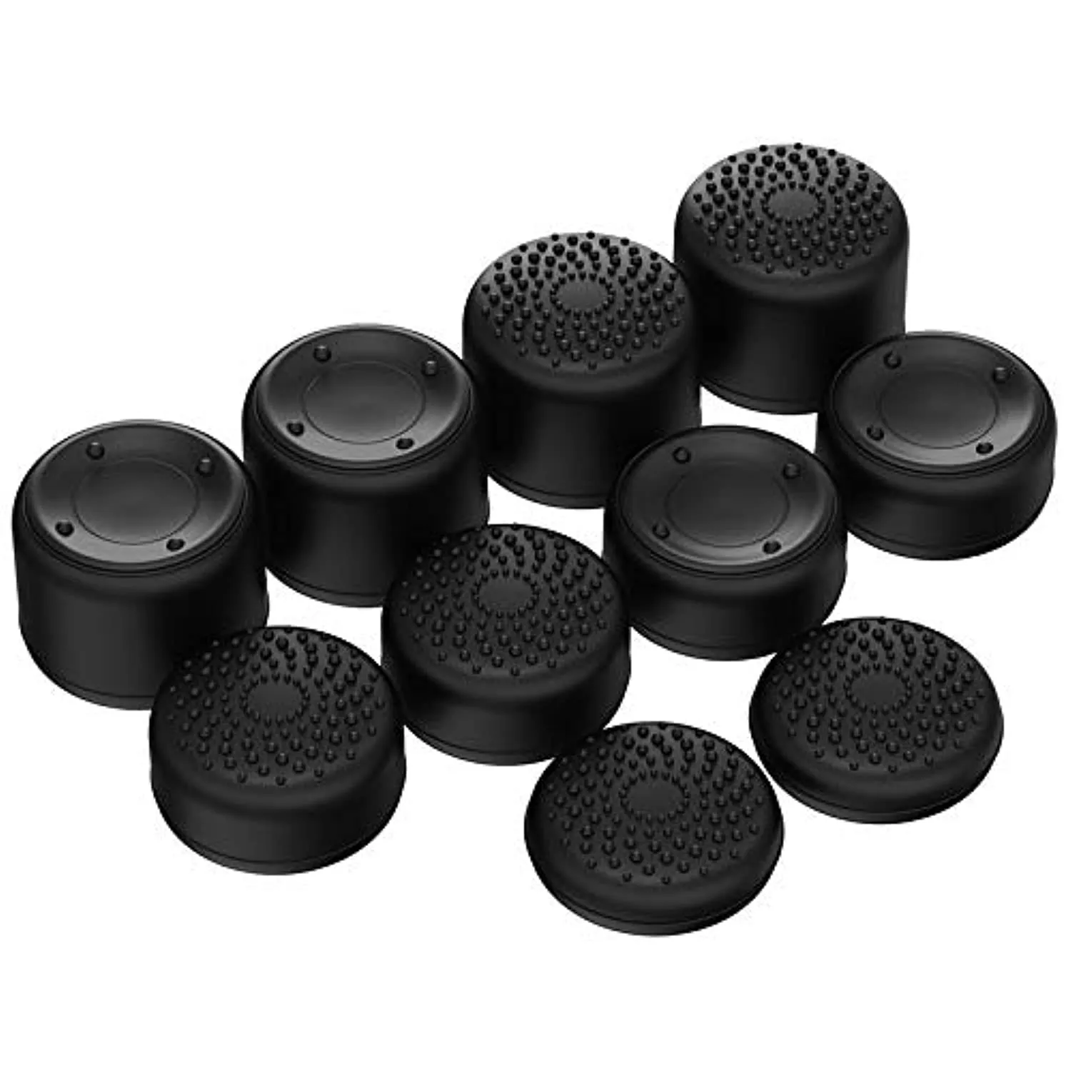 PlayVital Copri Levette Analogiche Gommini Ergonomici Thumb Grip per ps5,per ps4,per Xbox Series/One X S,Switch Pro Controller Joystick-10 Pezzi 3 Altezze-Punti Rialzati&Borchiati-Nero