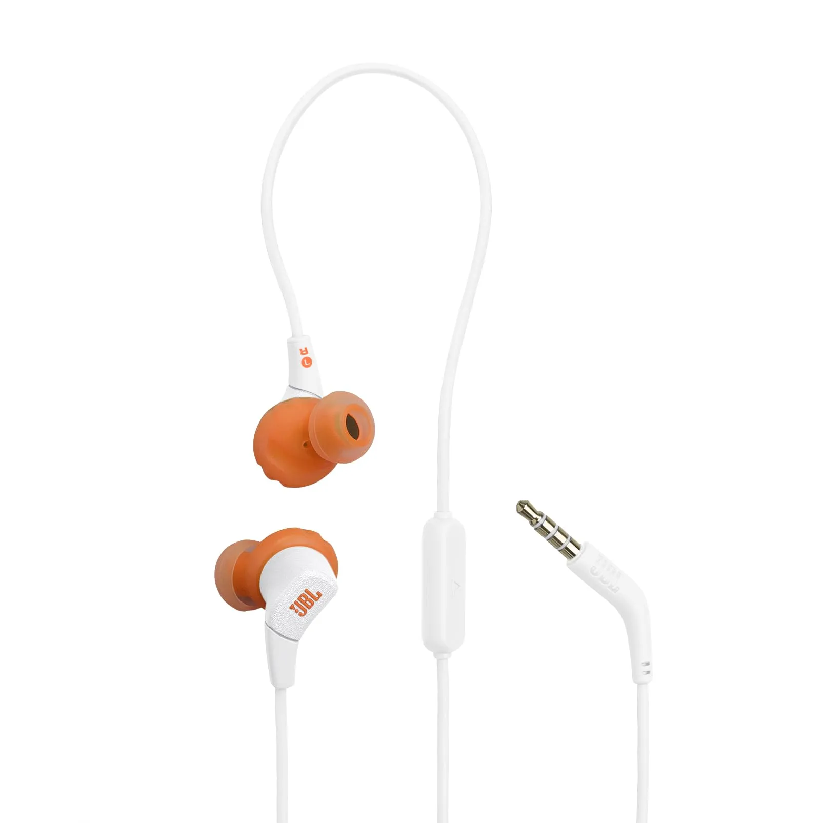JBL Endurance Run 3 Auricolari Sportivi con Cavo, Tecnologia FlipHook & TwistLock, Resistenza a Polvere e Acqua IP65, Suono JBL Pure Bass, Microfono e Comando sul Cavo,Bianco