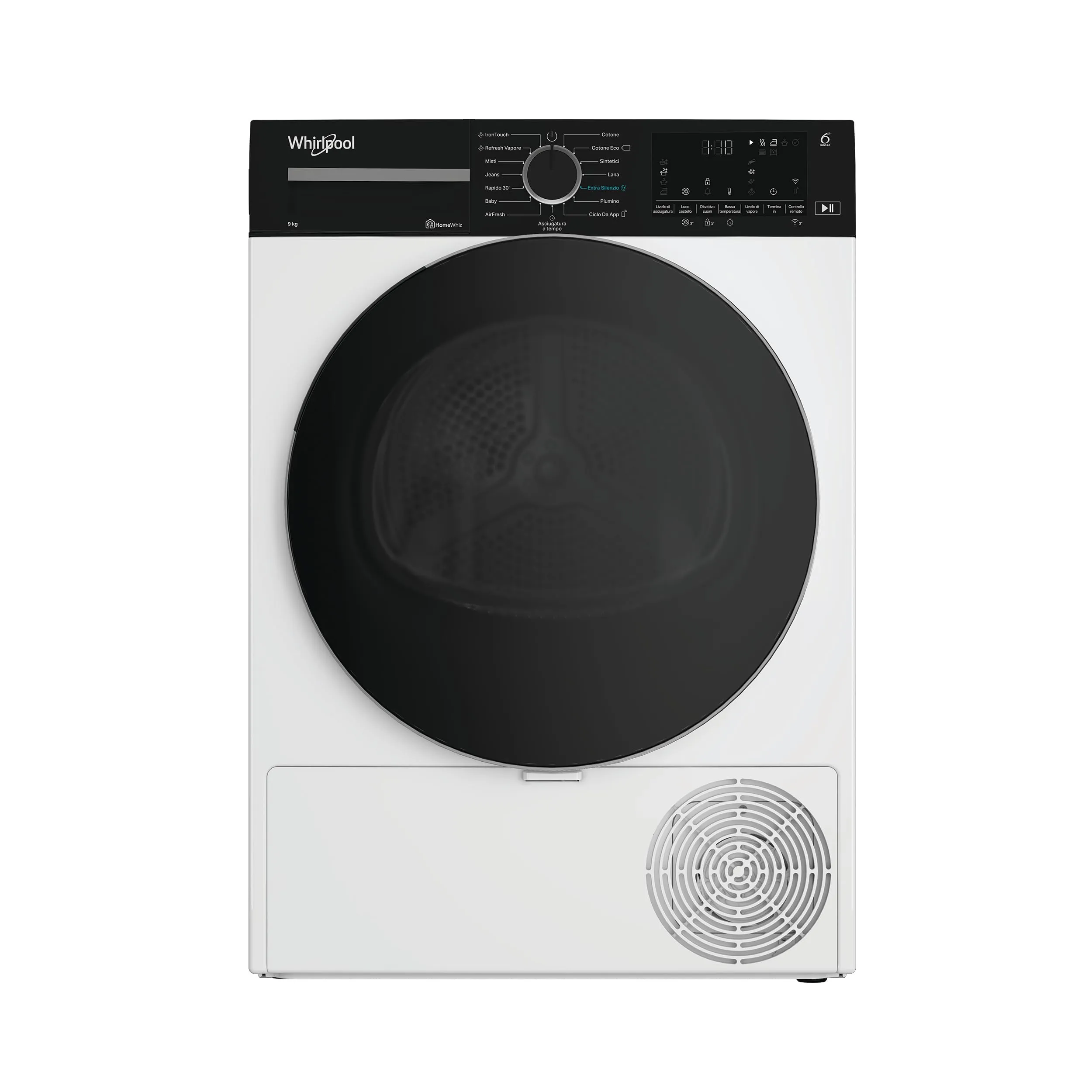 Whirlpool C WD 94M WBS IT – Asciugatrice 9 Kg A Pompa di Calore, Libera Installazione, Classe C, 6° SENSO, Adaptive Dry, Irontouch, Motore Senseinverter, Airfresh 84,6 x 59,8 x 67,4 cm