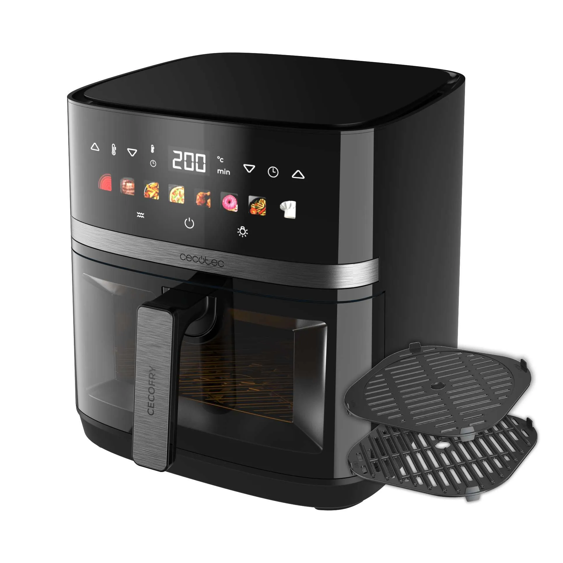 Cecotec Friggitrice ad Aria 8 Litri - Air Fryer Cecofry&Grill Duoheat 8000. 2200W, Doppia Resistenza, Dietetica e Digitale, Finestra, Temperatura Regolabile 80-200°C, 8 Menu