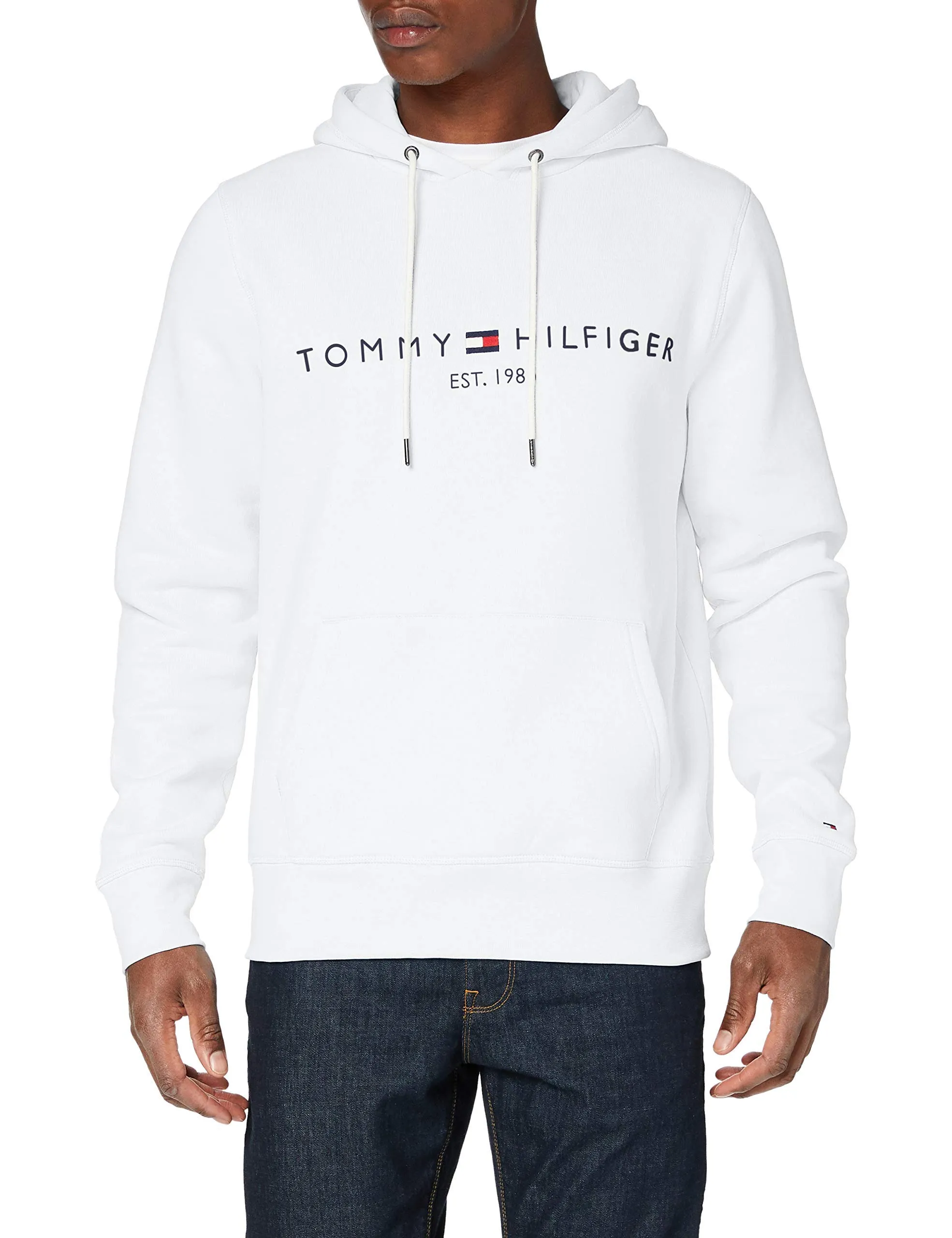 Tommy Hilfiger Tommy Logo Hoody Mw0mw11599, Felpa Uomo, Bianco (White), M