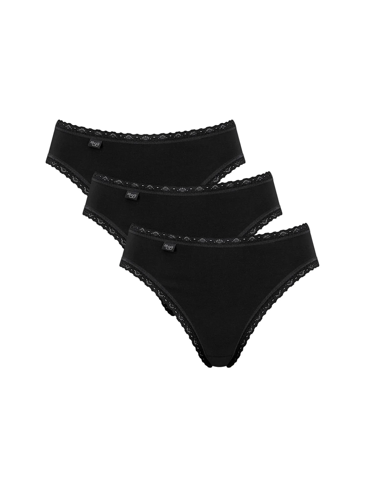 sloggi Donna 24/7 Cotton Lace Tai C3P, Nero, 44