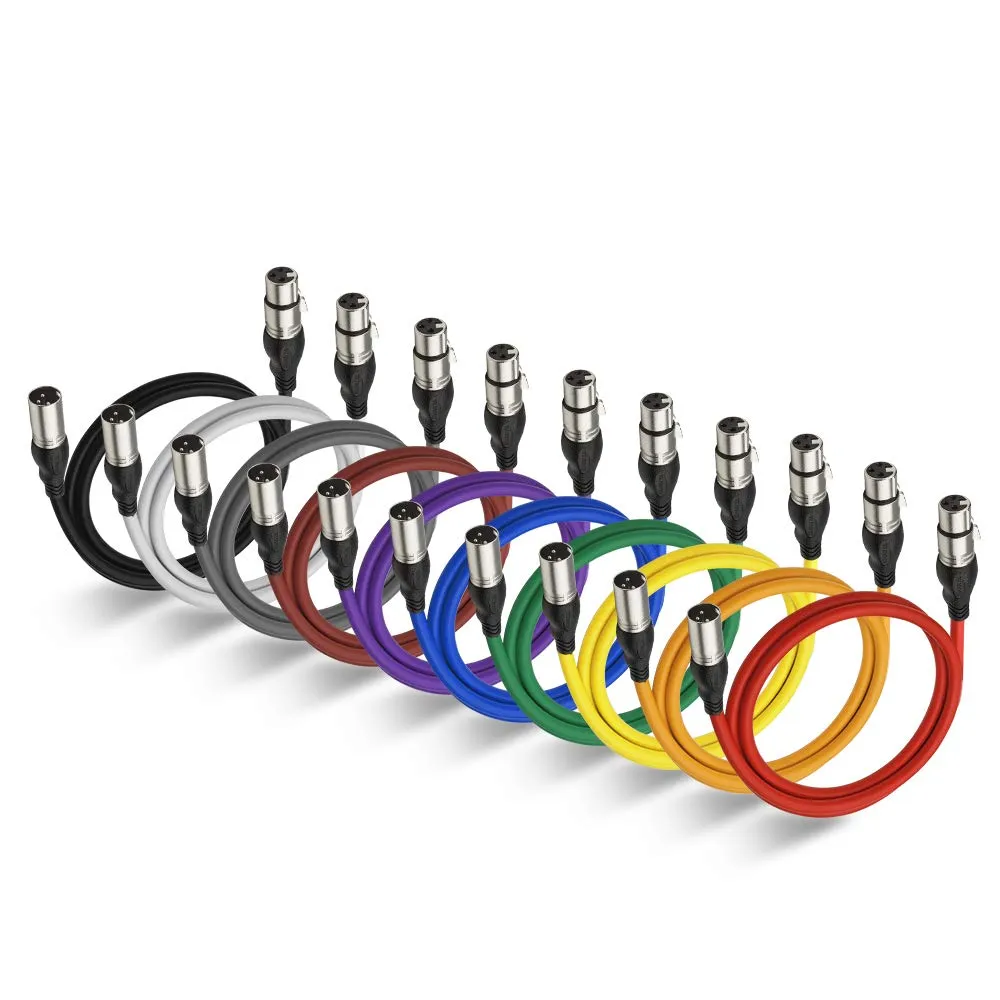 NUOSIYA Cavo XLR Bilanciato 1M - 10 Colori, Professionale Microfono XLR Maschio a Femmina a 3 Pin per Registratore da Studio, Microfono, Sistema di Altoparlanti