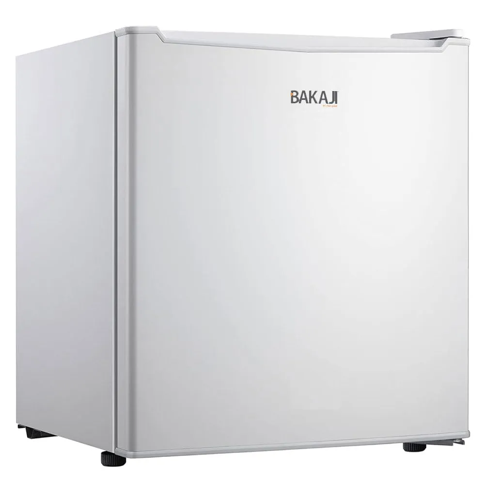 BAKAJI Frigo Bar Mini Frigorifero 4 Scomparti Capacita' 45 LT Hotel Casa Ufficio Studio Campeggio Dimensione 49 x 44 x 49 cm Colore Nero e Silver (Bianco)