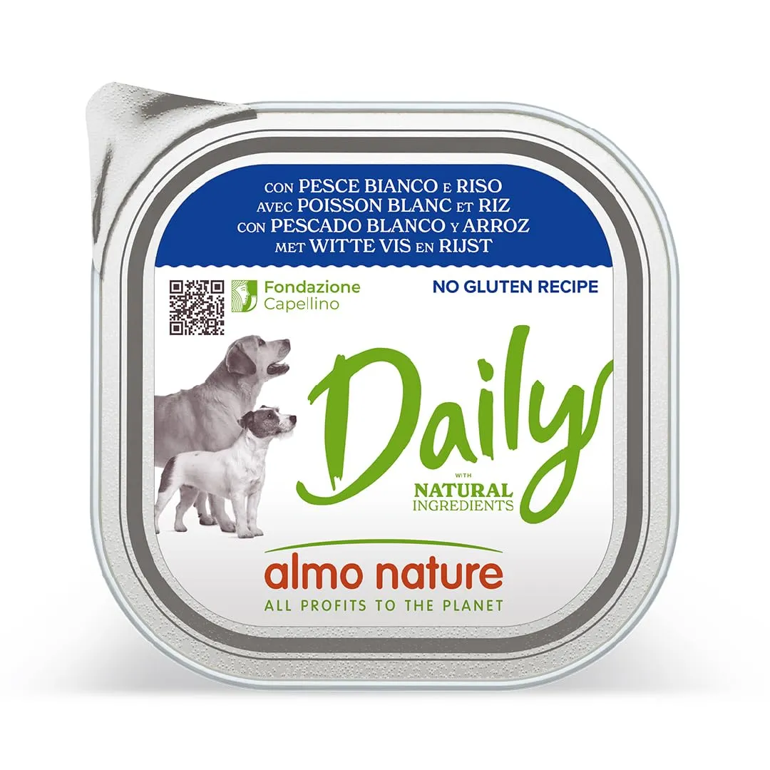 almo nature Daily Menu Paté per Cani con Pesce Bianco e Riso, 300 g, Confezione da 9