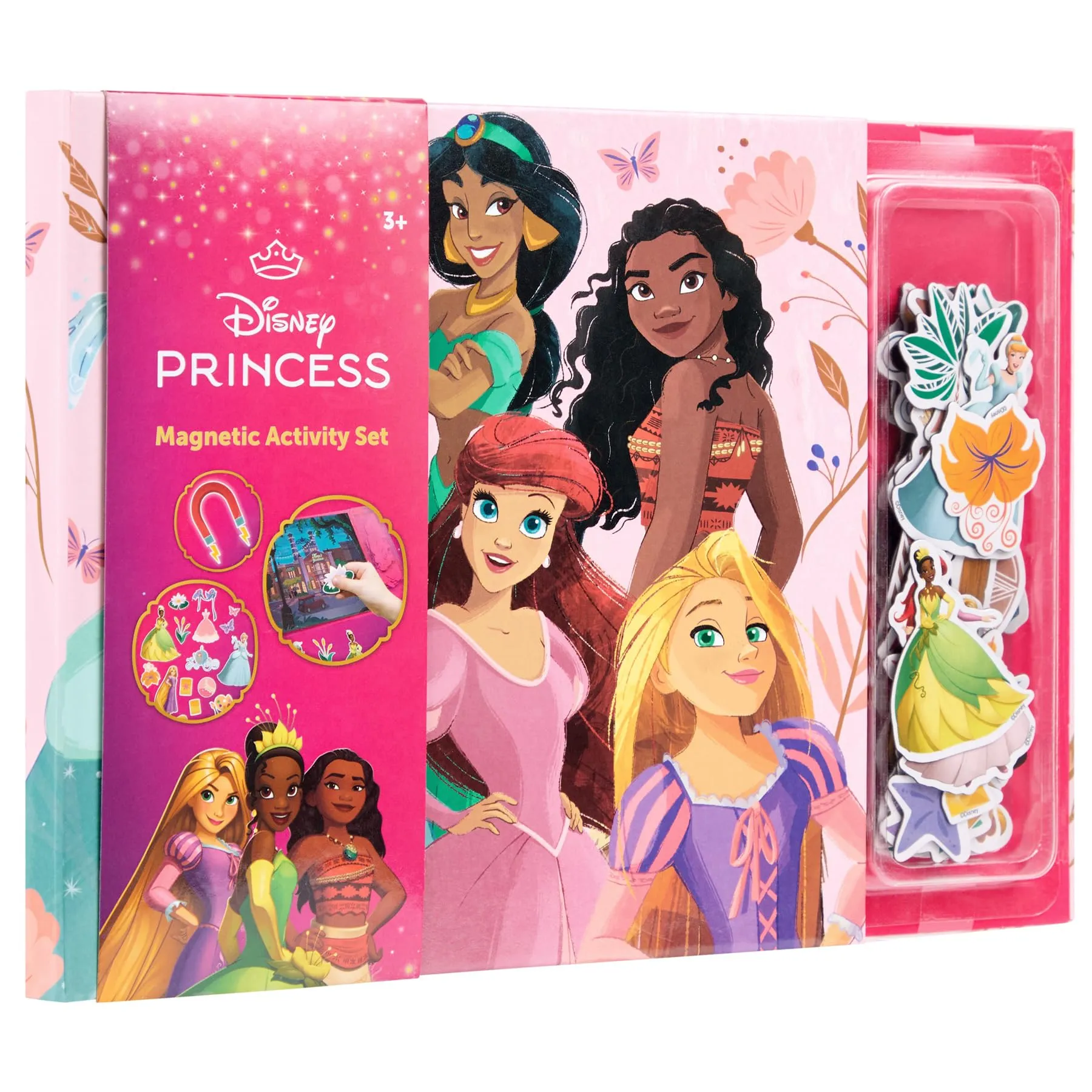 Disney Princess libro magnetico per bambini dai 3 anni in su, con 40 personaggi magnetici e accessori, libro di partecipazione interattiva, libro di gioco creativo, Cenerentola, Arielle, Belle & Co