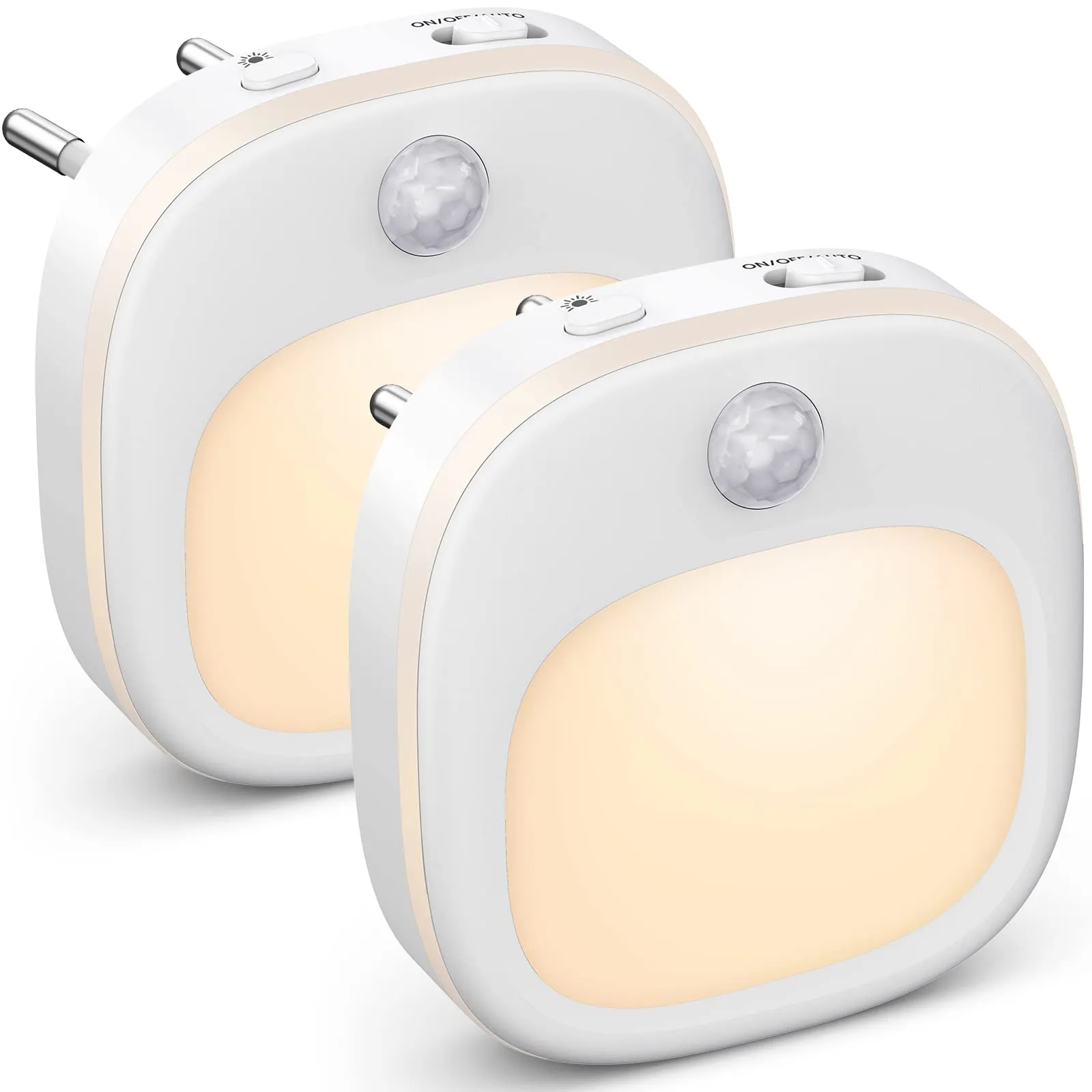 Luce Notturna Bambini LED, 5 Dimming con 3 modalità (Calda/Fredda/Mista), Luce Notturna da Presa con Sensore di Movimento/di Luce, per Cameretta, Camera da Letto, scale, Corridoio [2 Pezzi]