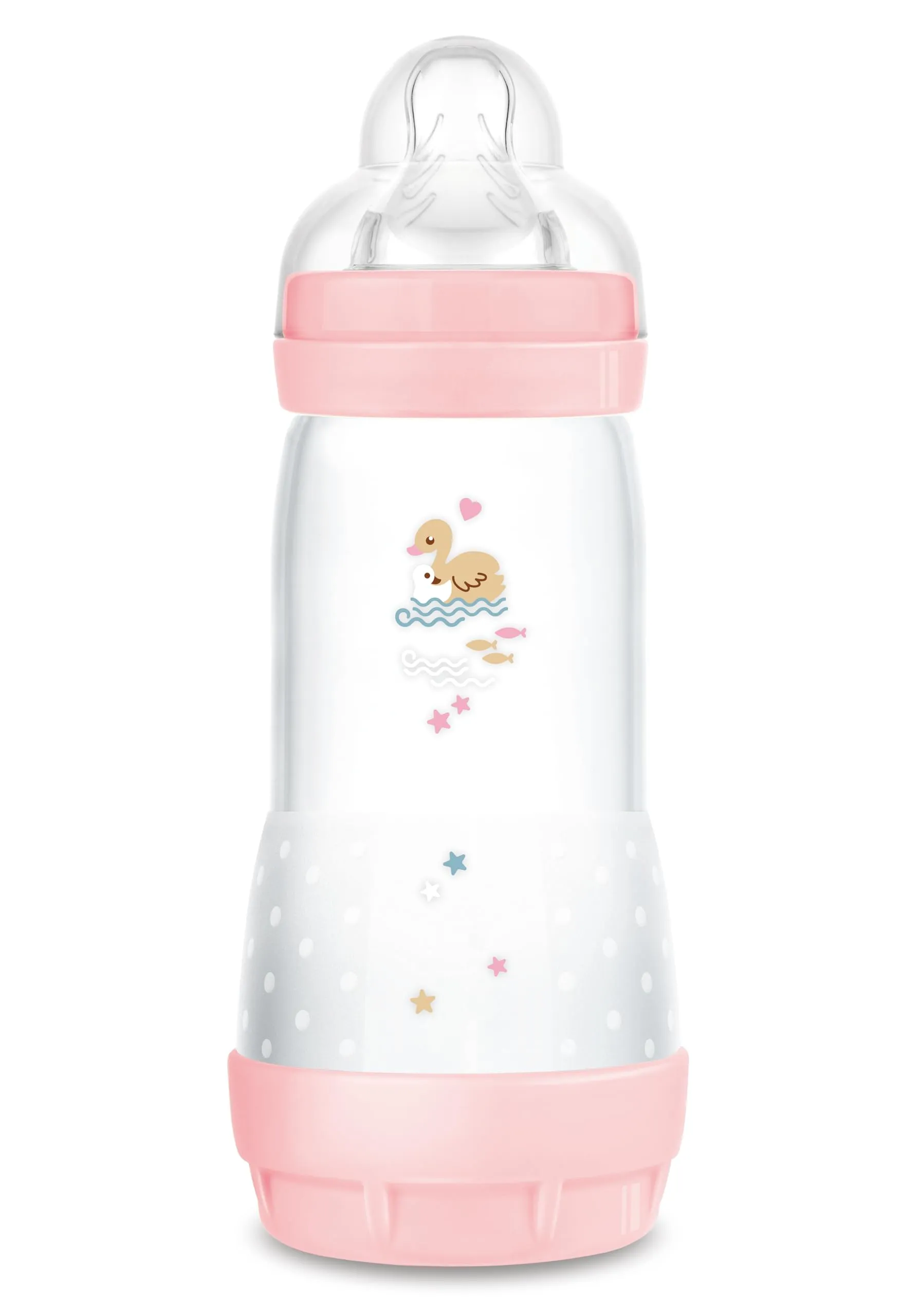 MAM Biberon Easy Start Anticoliche per Bambini di 4+ Mesi, 320 ml con Tettarella Flusso 3 per 4+ mesi in Silicone SkinSoft, Bio-circolare, Rosa
