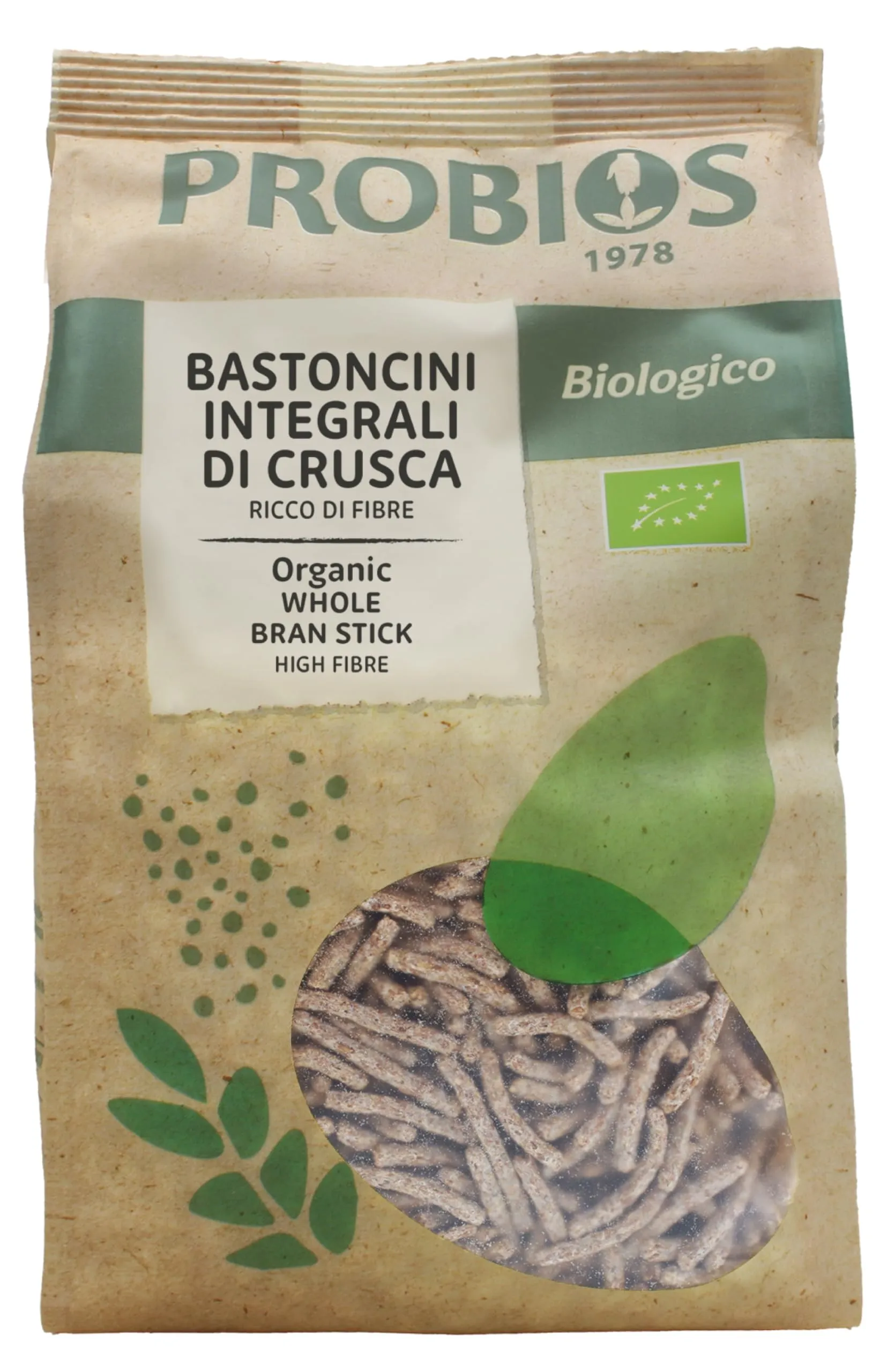 Probios Bastoncini di Crusca di Grano - Alta Fonte di Fibre - Crusca di Grano Tenero Perfetti per Muesli e Cereali - 6 Confezioni da 250g