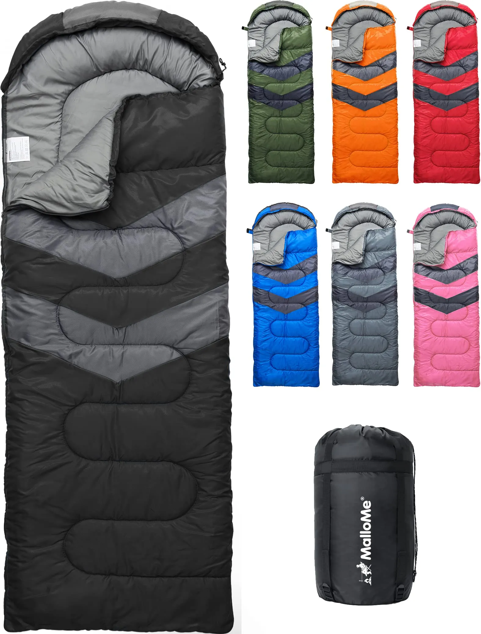 MalloMe Sleeping Bag Single, Black, Sacco a Pelo Unisex, Nero, Simple-75cm x 220cm