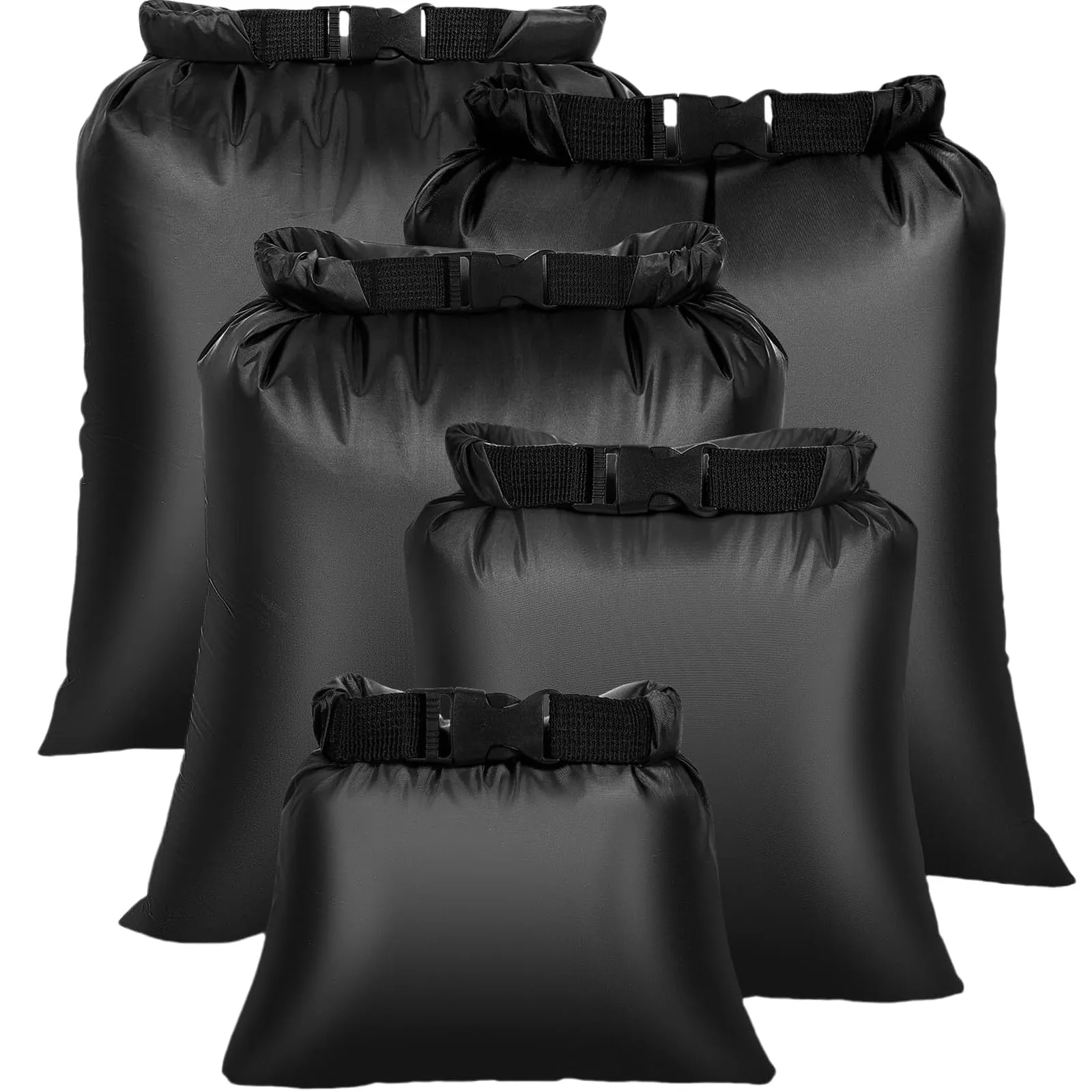 YUEXNKO Borsa Impermeabile Sacchetti Asciutti Set di Borsa Asciutta Impermeabile 8L/5L/4L/3L/2L Sacche Stagne Impermeabili Leggeri per Viaggi Rafting Nuoto Snorkeling Campeggio Ciclismo Pesca (Nero)