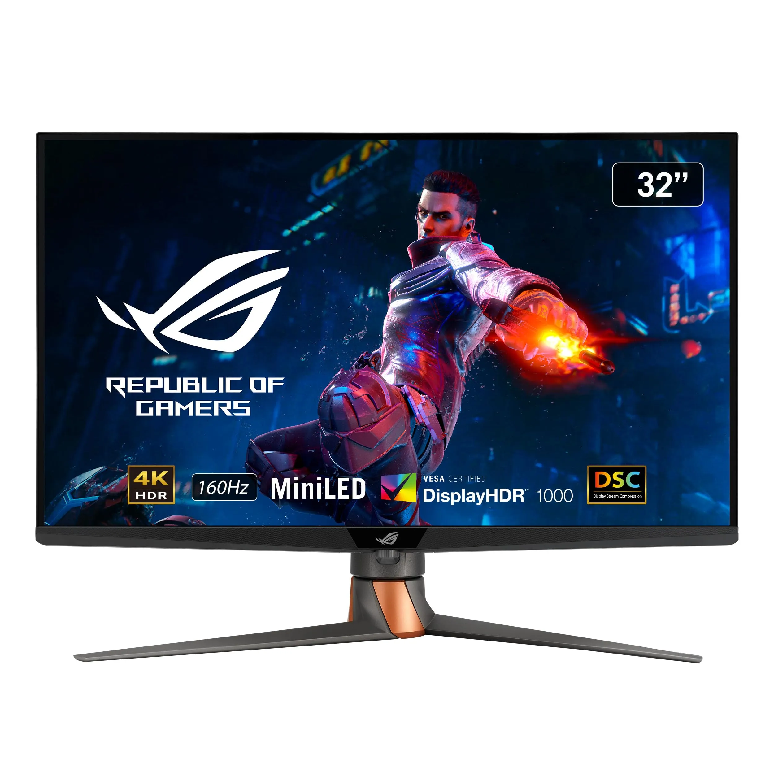 ASUS ROG Swift PG32UQXR Monitor Gaming 32” pollici 4K UHD (3840 x 2160), 160Hz, 1 ms, Fast IPS, DisplayHDR 1000, 96% DCI-P3, mini LED, Quantum Dot, FreeSync Premium Pro, HDMI, DisplayPort 2.1, Nero