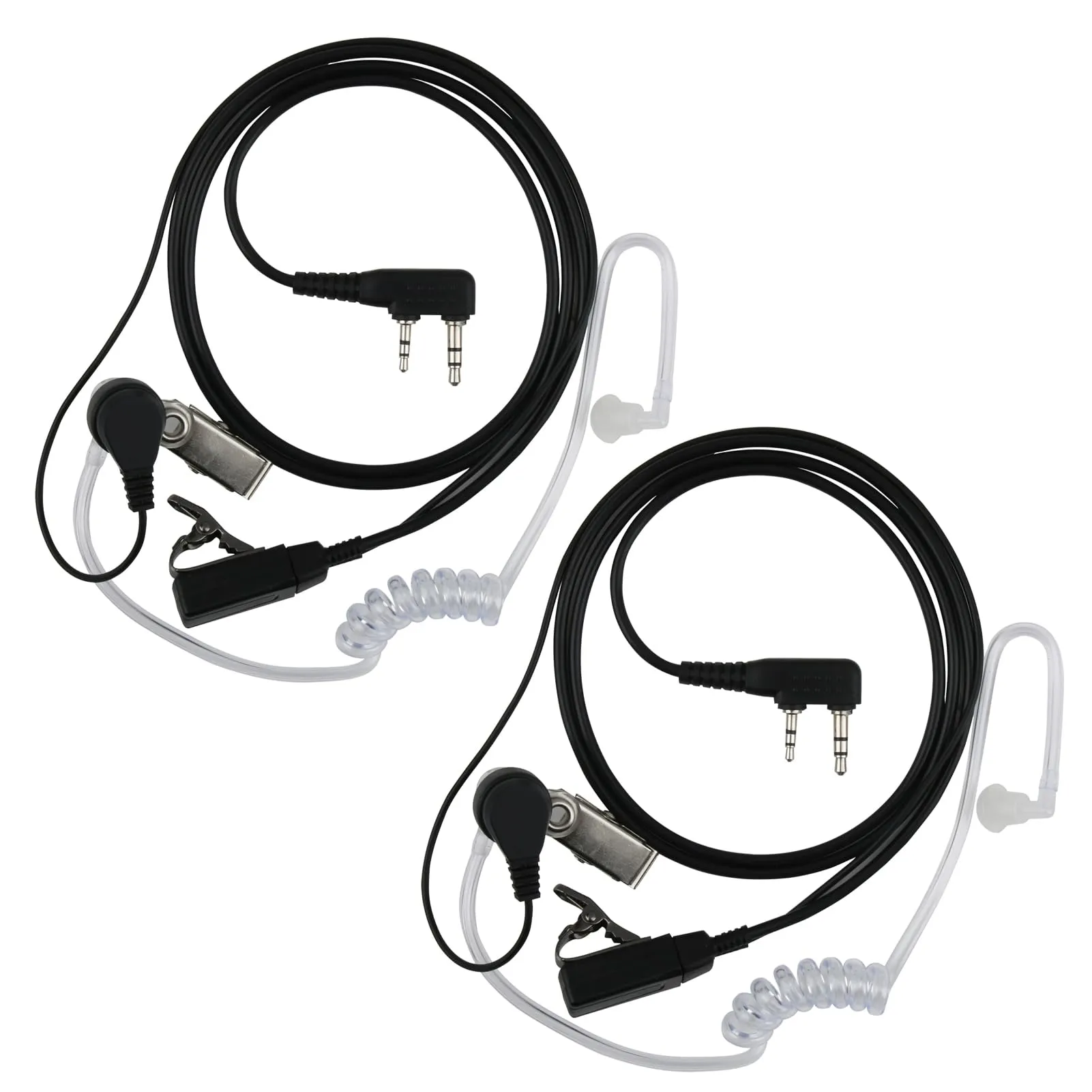 2 Pcs Auricolare Walkie Talkie di Sicurezza 2 Pin con Pulsante PTT,150CM, Compatibile con Kenwood Radio Bidirezionale BAOFENG UV5R 888S RT24 RT27 HESENATE HT999