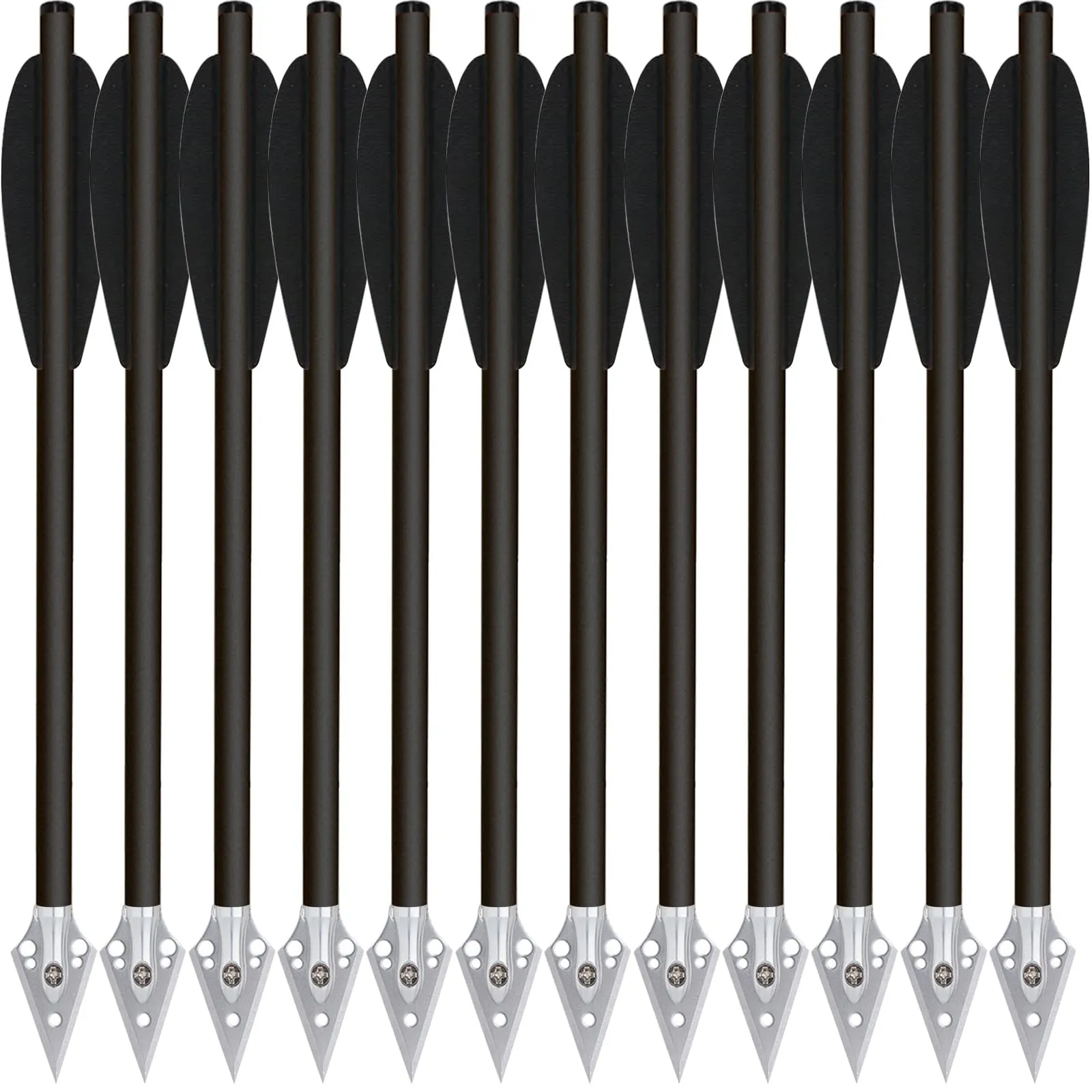 HUNTSPM 6,3" Bulloni per Balestra a Pistola in Carbonio Mini Frecce per Balestra con Punte da Caccia per 50-80lbs Pistola Balestra di Precisione Bersaglio Esercitarsi Frecce da Caccia (12pcs Nero)