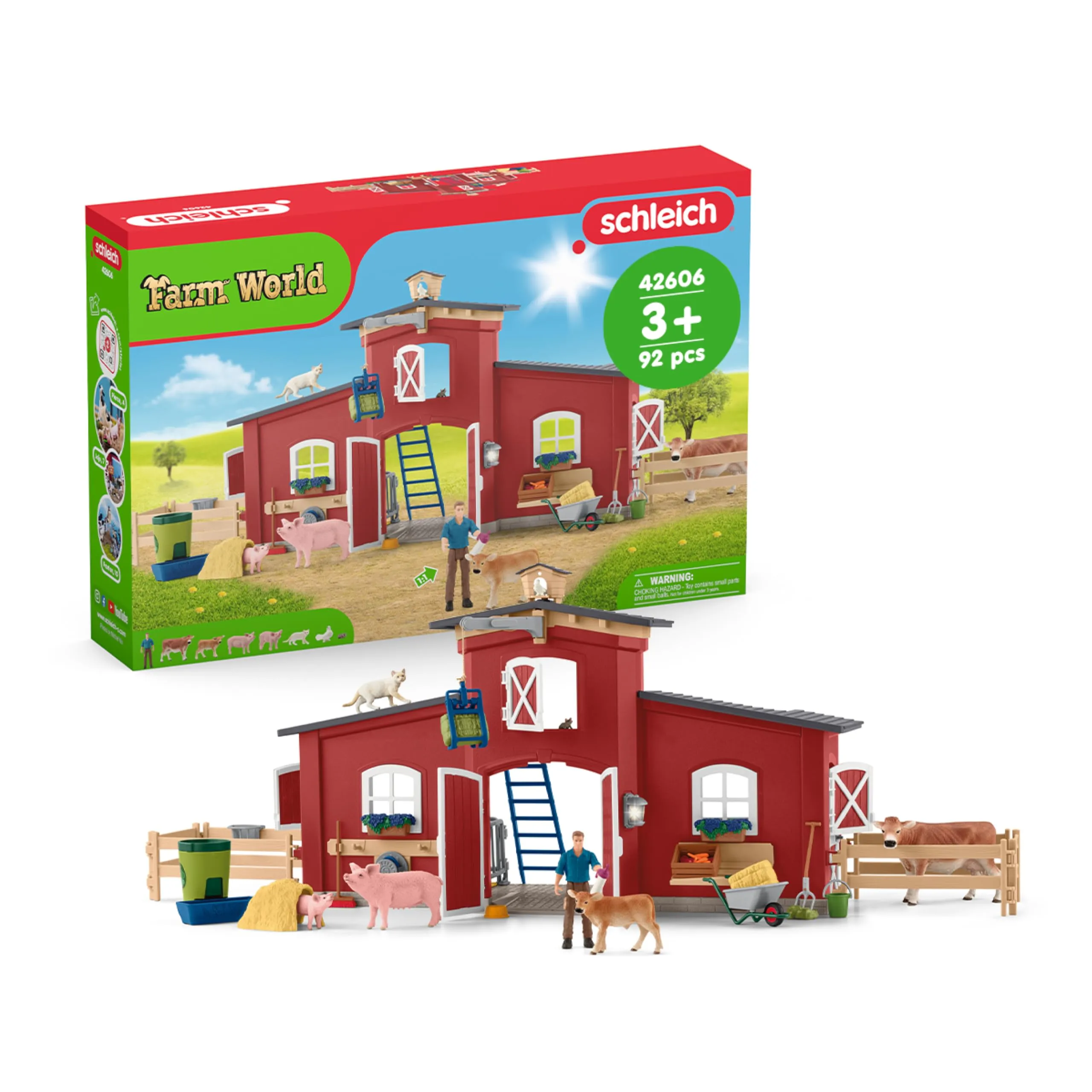 schleich 42606 Grande fattoria con animali e accessori, da 3 anni, FARM WORLD - Playset, 64 pezzi