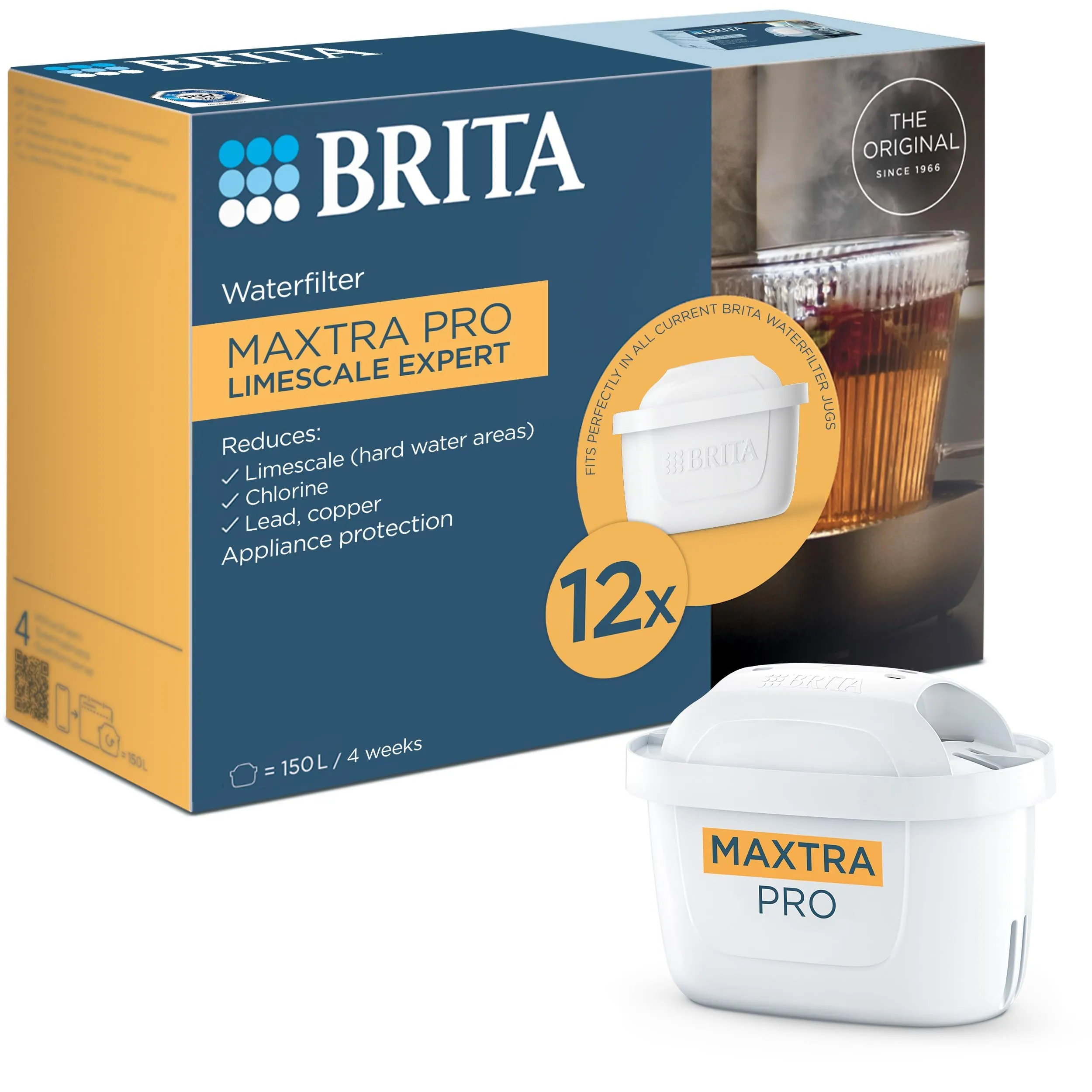 Filtro dell'acqua BRITA MAXTRA PRO Limescale Expert pack semestrale da 12 filtri - NUOVA GENERAZIONE FILTRI - Ideale per bevande calde e protezione contro il calcare per macchine da caffè e