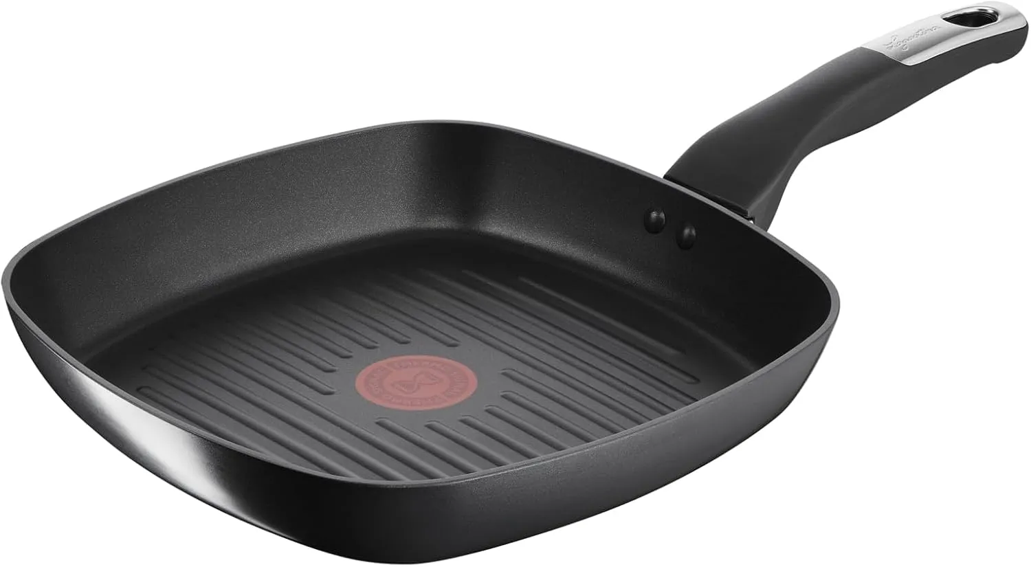 Lagostina Intensive Pro, Griglia Antiaderente 26x26 cm, Bistecchiera con Rivestimento Titanio Antigraffio, Cottura Rapida, Tecnologia Thermo-Signal,Adatta a Tutte le Fonti di Calore Inclusa Induzione