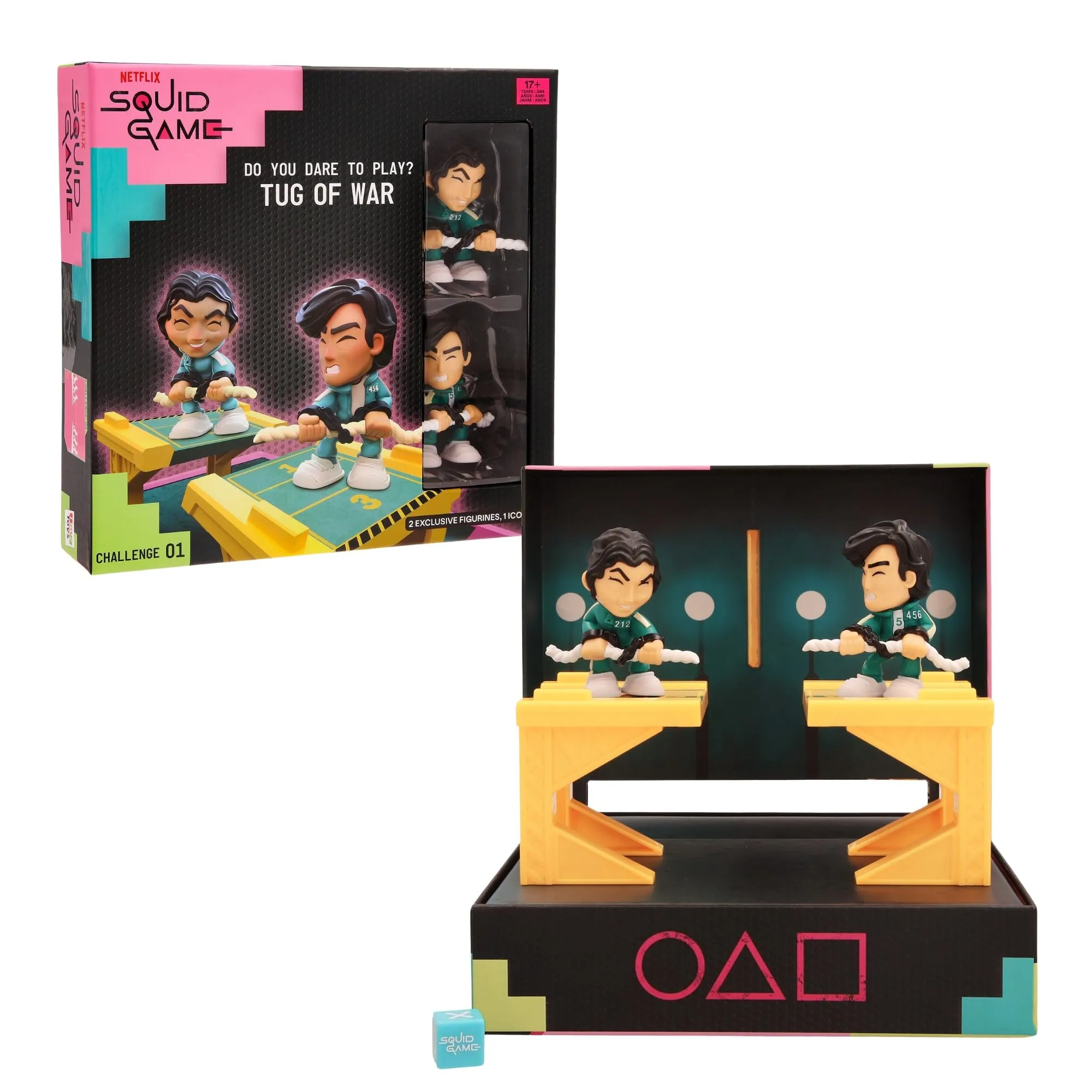 IMC Toys Gioco Sfide Tug of War di Squid Game, Dalla Serie Netflix Squid Game, Sfide da Giocare e da Esporre, Include Mini Set e Figurine, Gioco per Adulti Età +17 Anni