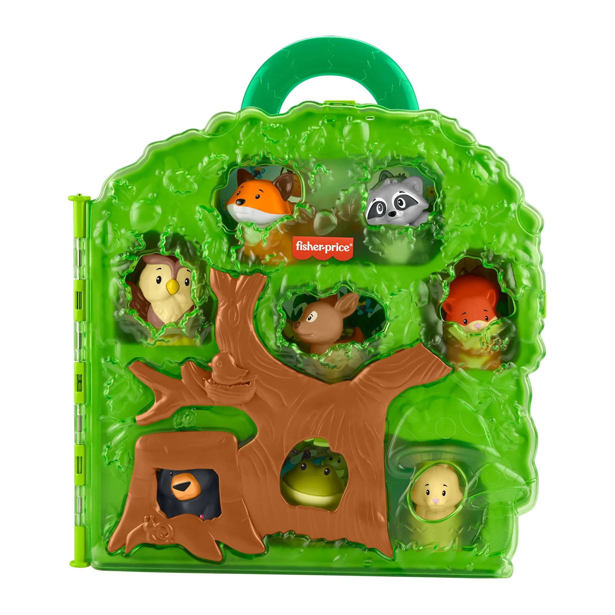 Fisher-Price Little People - Valigetta Gli Amici del Bosco, Set con 8 Animali a Tema Bosco in Una Valigetta Portatile a Forma di Albero, Giocattolo per Bambini, 1+ Anni, HWB29