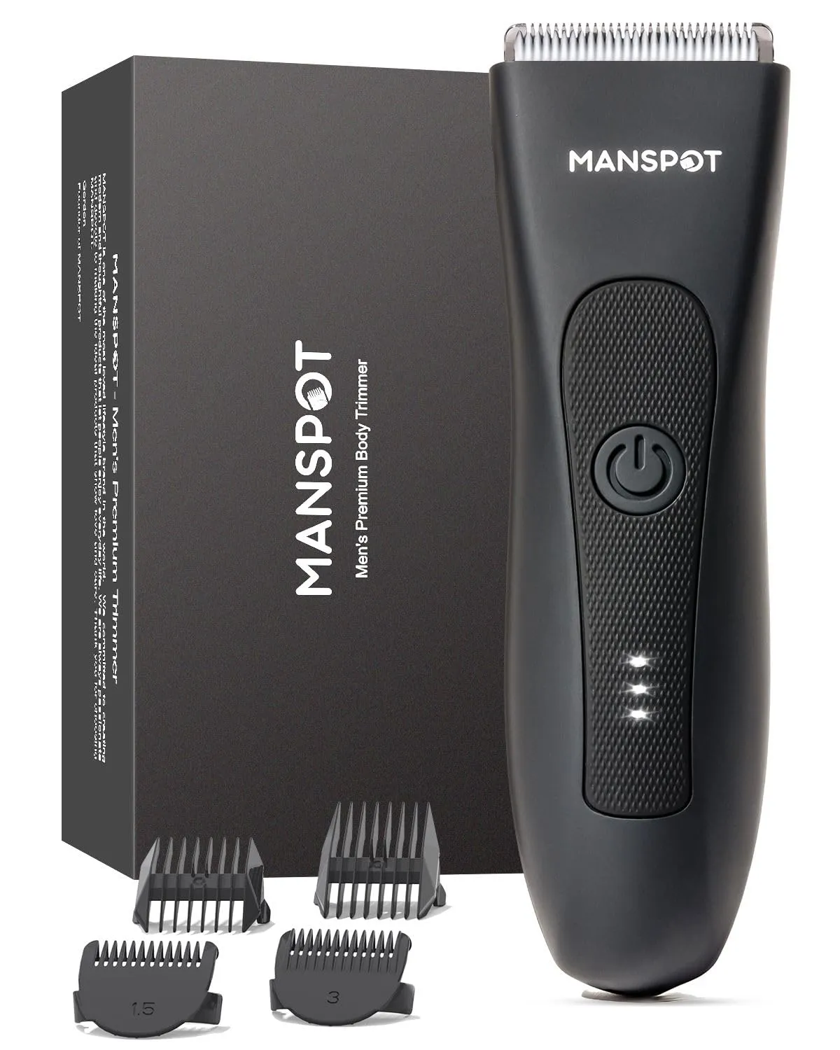 MANSPOT Rasoio Elettrico Corpo Uomo, Depilatore Corpo Uomo Impermeabile IPX7, Rasoio Parti Intime Umido e Asciutto, Rasoio Intimo per Viso, Braccia, Torace, Gambe, Ascelle