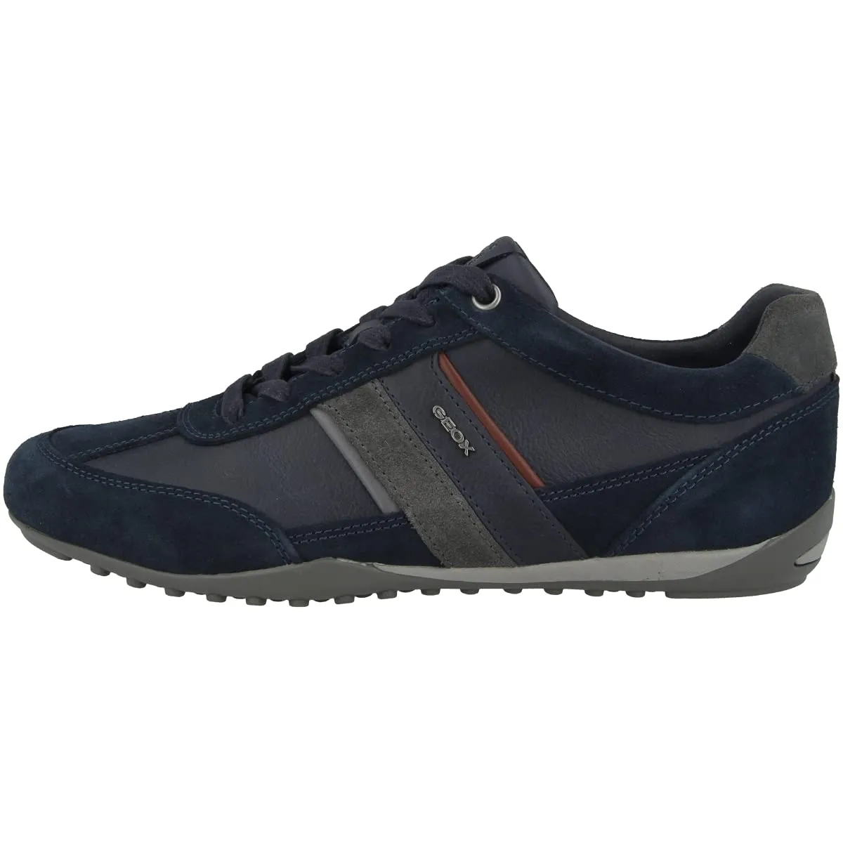 Geox U Wells C, Sneakers Uomo, Blu/Rosso (Navy/Dk Burgundy), 43 EU