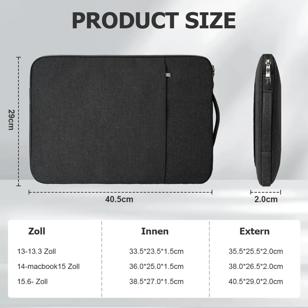 Flintronic Custodia per Laptop da 15,6 Pollici, Sleeve per Laptop, Impermeabile Custodia Borsa Custodia Protettiva Compatibile con MacBook Pro/Acer/Dell/Lenovo/HP/Samsung/Sony/Asus, 15,6 Pollici