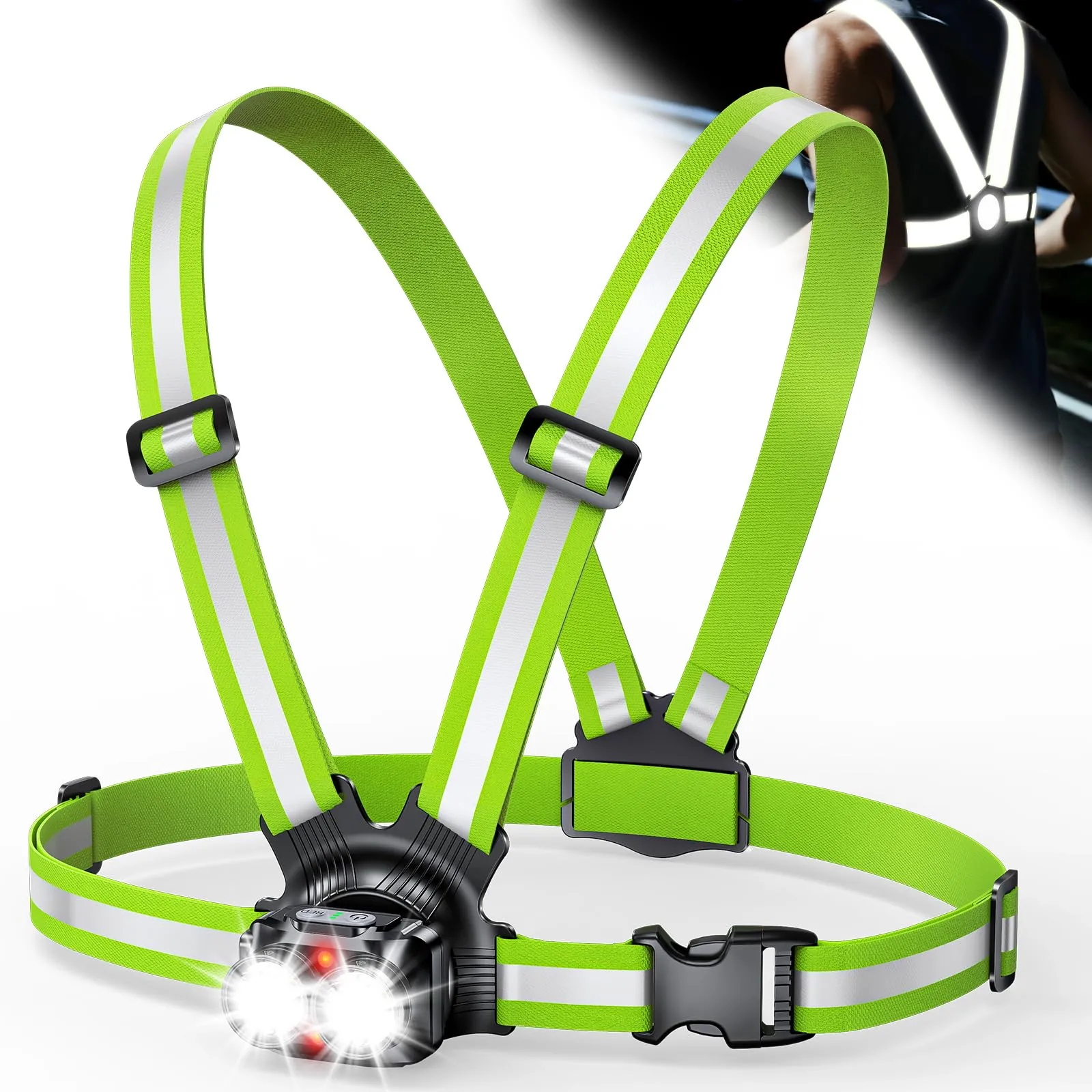 ISEYOU Luce Running 800LM, 6 Modalità Luce per Corsa Notturna con Regolabile di 45°, Ricaricabile Impermeabile IPX5 Luci Running Pettorale, Autonomia 4-25 Ore per Camminata Notturna/Ciclismo/Jogging