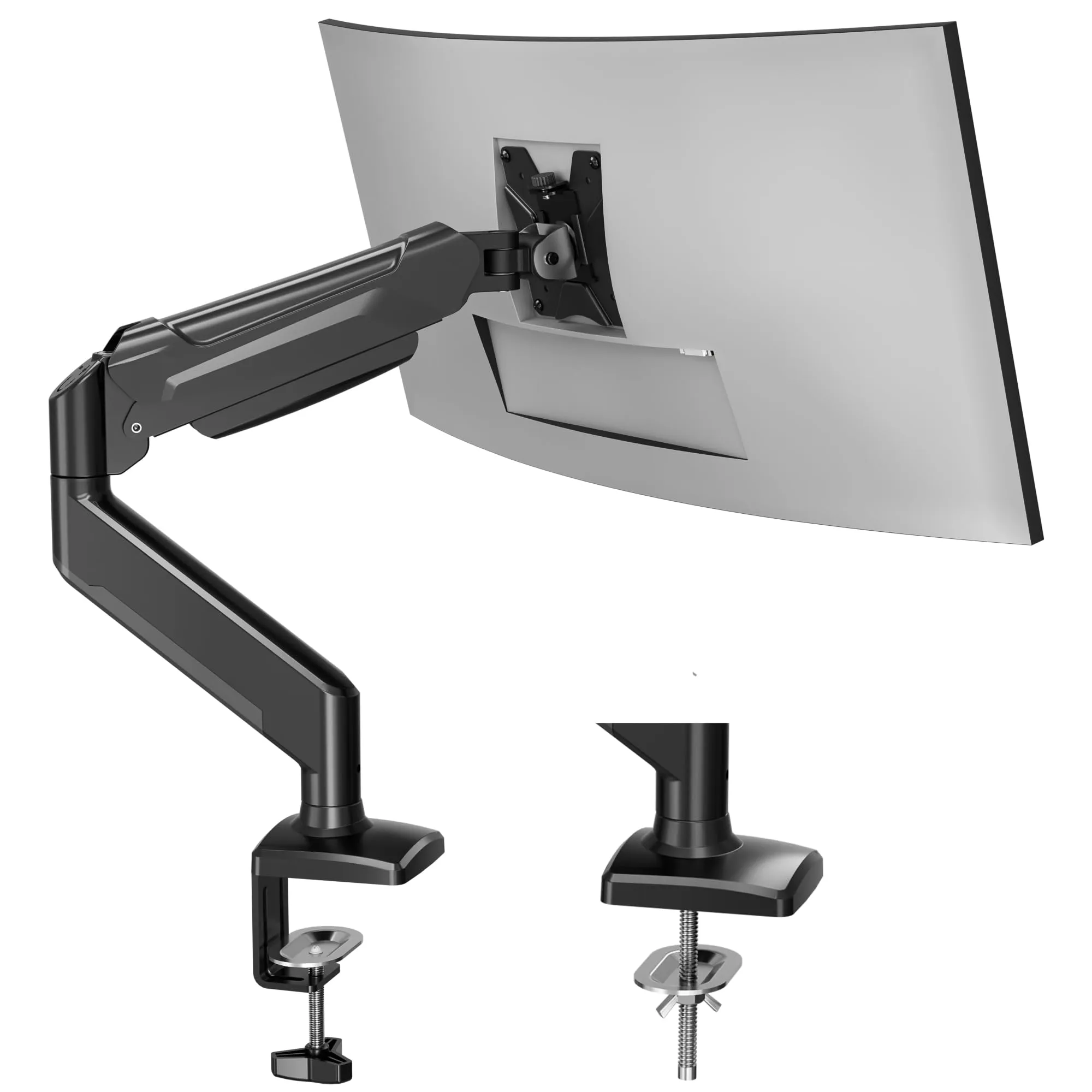 BONTEC Supporto Monitor Schermi Gas - Braccio Regolabile per Schermi da 13" a 34" Pollici, fino a 9 kg, Rotazione a 360°, Inclinazione e Altezza Gas Regolabili, Gestione dei Cavi, VESA 75/100 mm