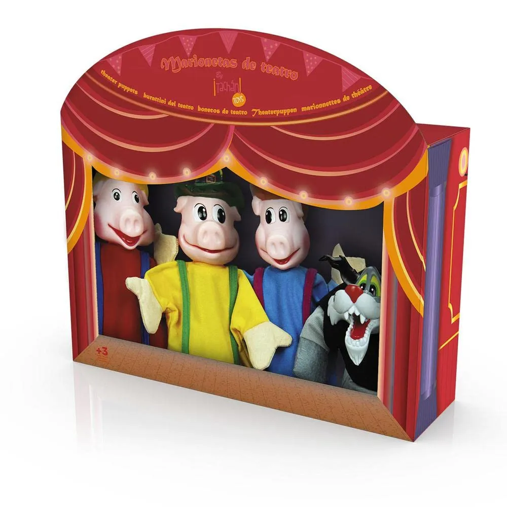 TACHAN - Set di 4 burattini per bambini dei 3 porcellini - Set di burattini a mano - Include 4 personaggi di fiabe - Dimensioni pupazzo 30 cm (CPA Toy Group 749T00540)