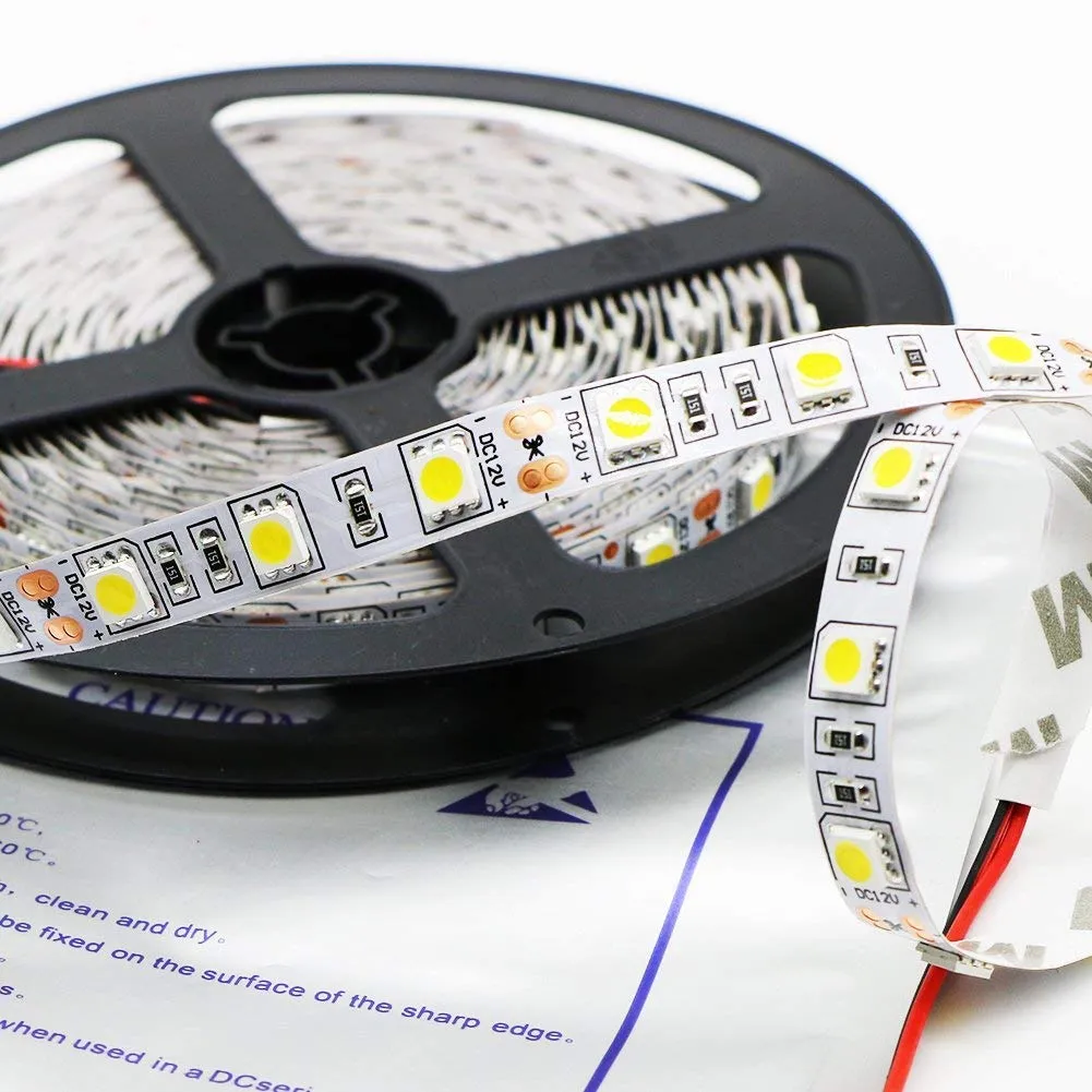 Kebinfen® Striscia LED 16.4ft(5m) SMD 5050 Bianca Naturale 4000K Non-impermeabile 300LEDs/Roll Flessibile Multifunzionale
