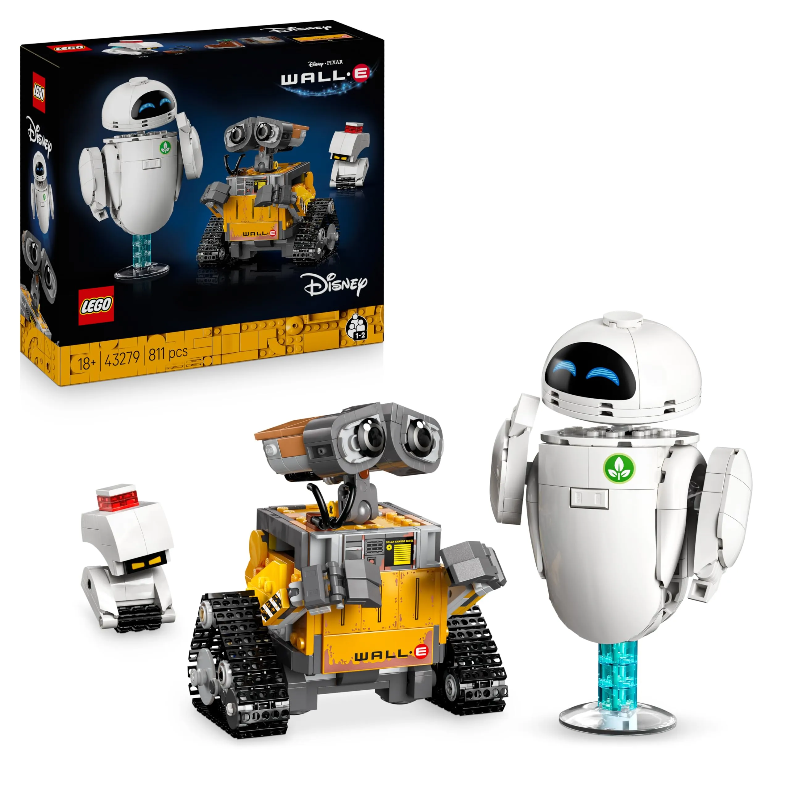 LEGO | Disney Pixar WALL-E e EVE - Kit di Modellismo per Adulti da Esposizione - Costruzione Fai da Te con i Personaggi di M-O e Hal - Decorazioni per la Casa - Regalo da Collezione per Fan - 43279