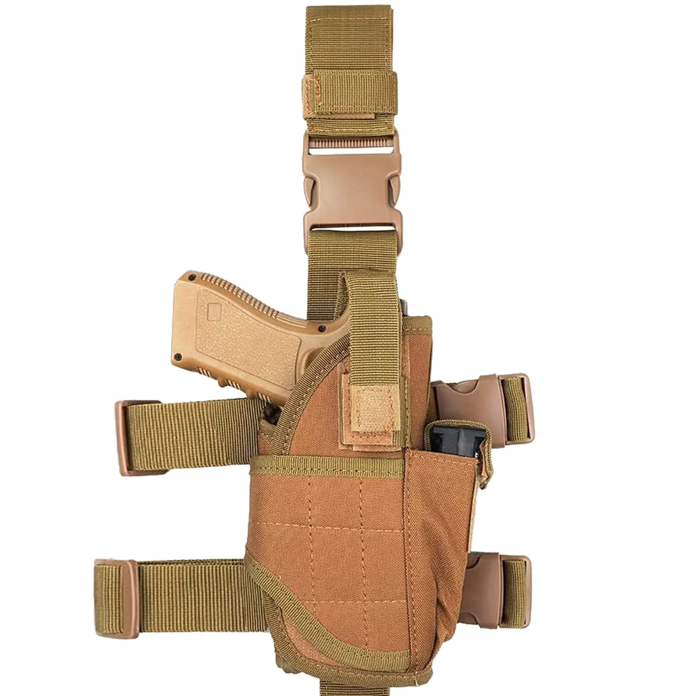 Goldmiky Fondina Gamba Pistola, Fondina Pistola Gamba Tattica per Coscia Tattica Airsoft Combattimento Regolabile Appeso destra per Glock 17 19 22 23 31 32 (Mano Sinistra Nera)