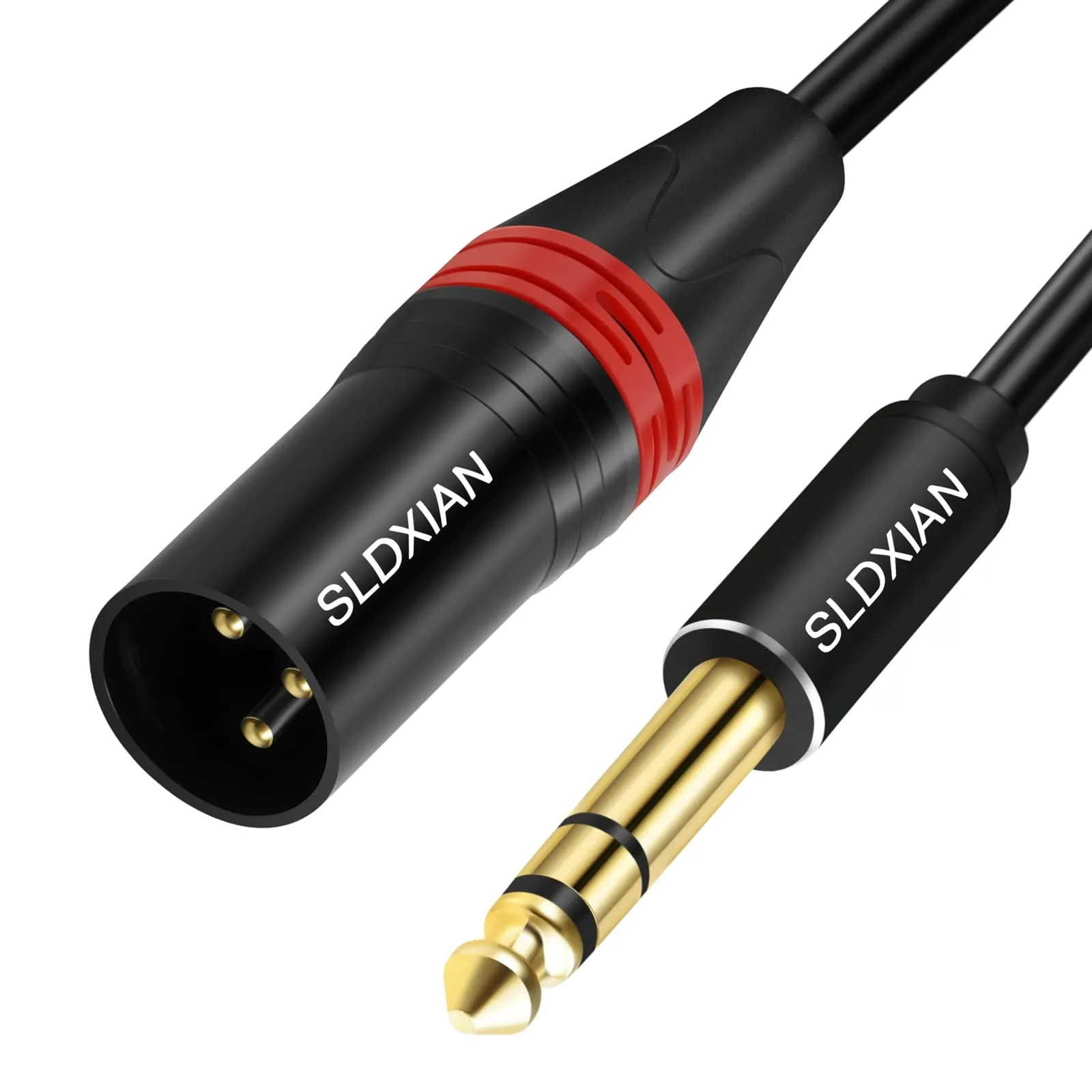 SLDXIAN Cavo XLR Maschio a Jack 6.35mm, Jack 6,35mm Stereo TRS Bilanciato Maschio a XLR Maschio per Microfono, Altoparlante, Amplificatore, Mixer (Male, 2M)
